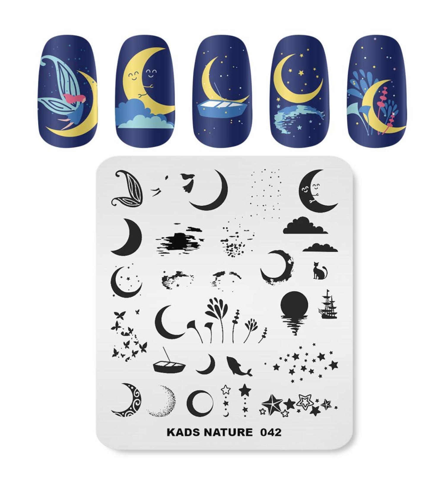 KADS Nail Stencil - Moonfish Image Nail Art Stamping Plate for DIY Manicure | Natural Nail Tool (NA042) - Buy Online on SooperMarket.com