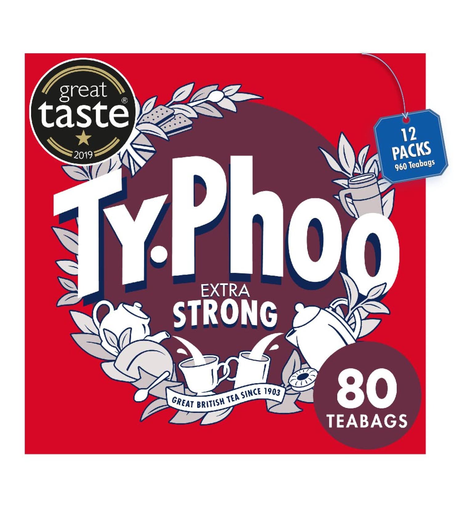 Typhoo Tea Extra Strong Orange Pekoe Tea 80 Count - Buy Online on SooperMarket.com
