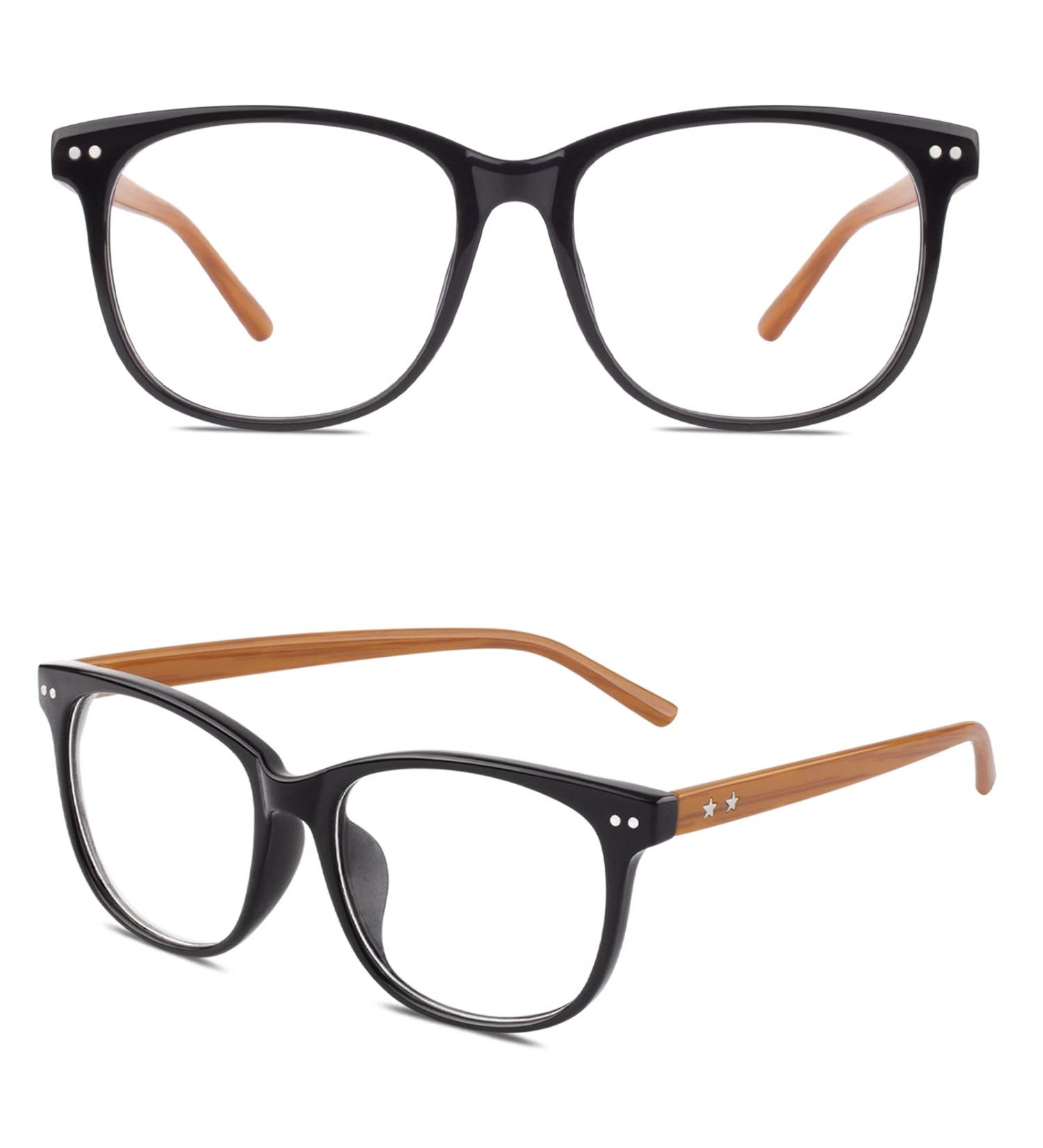 Shop GQUEEN Large Frame Horn Glasses - Stylish UV400 Fake Nerd Glasses for Men & Women - Black Brown - Buy Online on SooperMarket.com