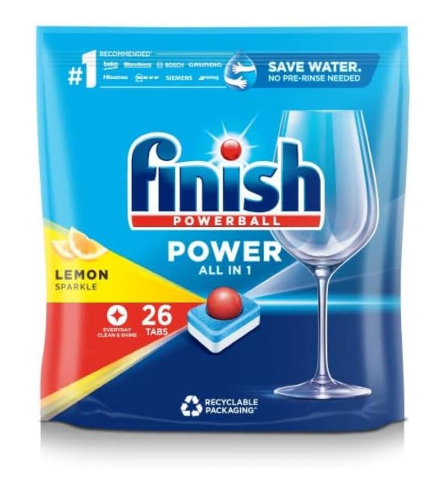 Finish Power All in One Dishwasher Tablets Bulk Lemon 26 Tabs Lemon 26 count (Pack of 1)
