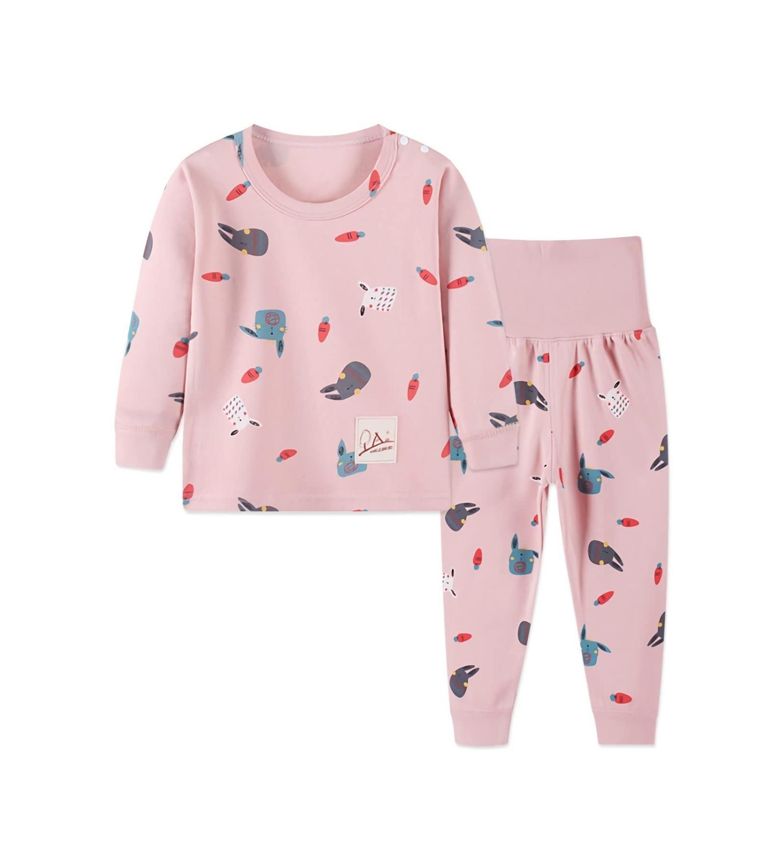YANWANG 100% Cotton Baby Pajamas Set | Long Sleeve Sleepwear | Pink Rabbit Design | 3-4 Years - Buy Online on SooperMarket.com