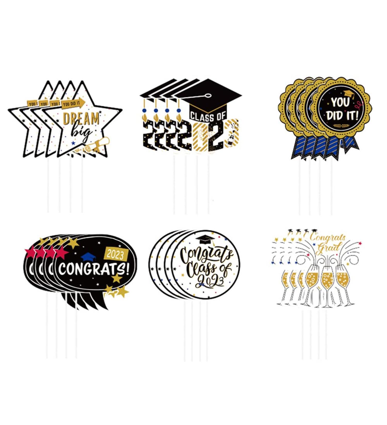24 Pcs Graduation Season Themed Cupcake Toppers Cake Topper Graduation Party Cake Decorations Party Decorations For Graduation Season Themed Congrats Graduation Party Supplies - Buy Online on SooperMarket.com