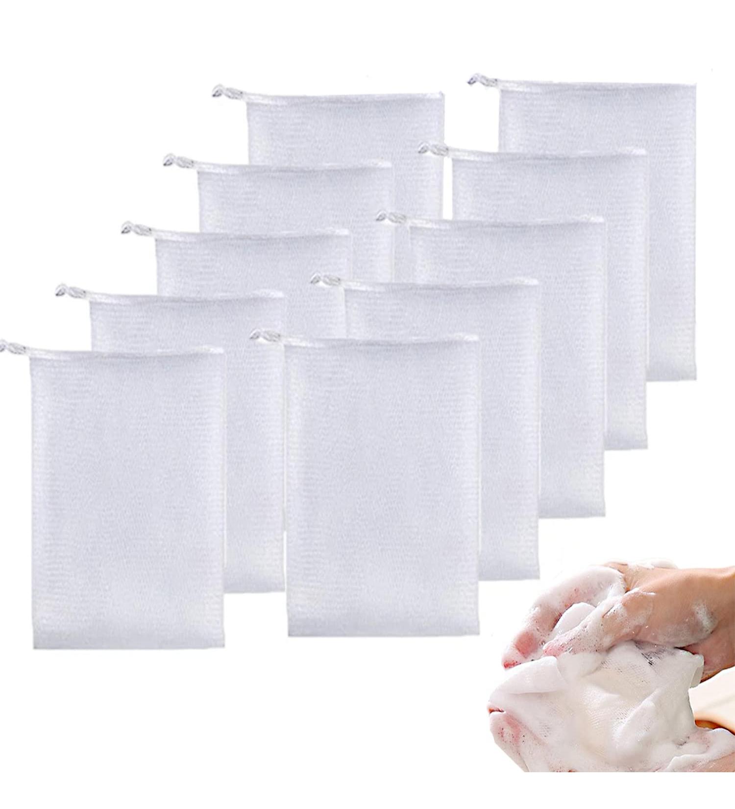 ELANE Handmade Soap Bubble Mesh Bags - 10 Pcs Exfoliating & Foaming Net Bags - Buy Online on SooperMarket.com