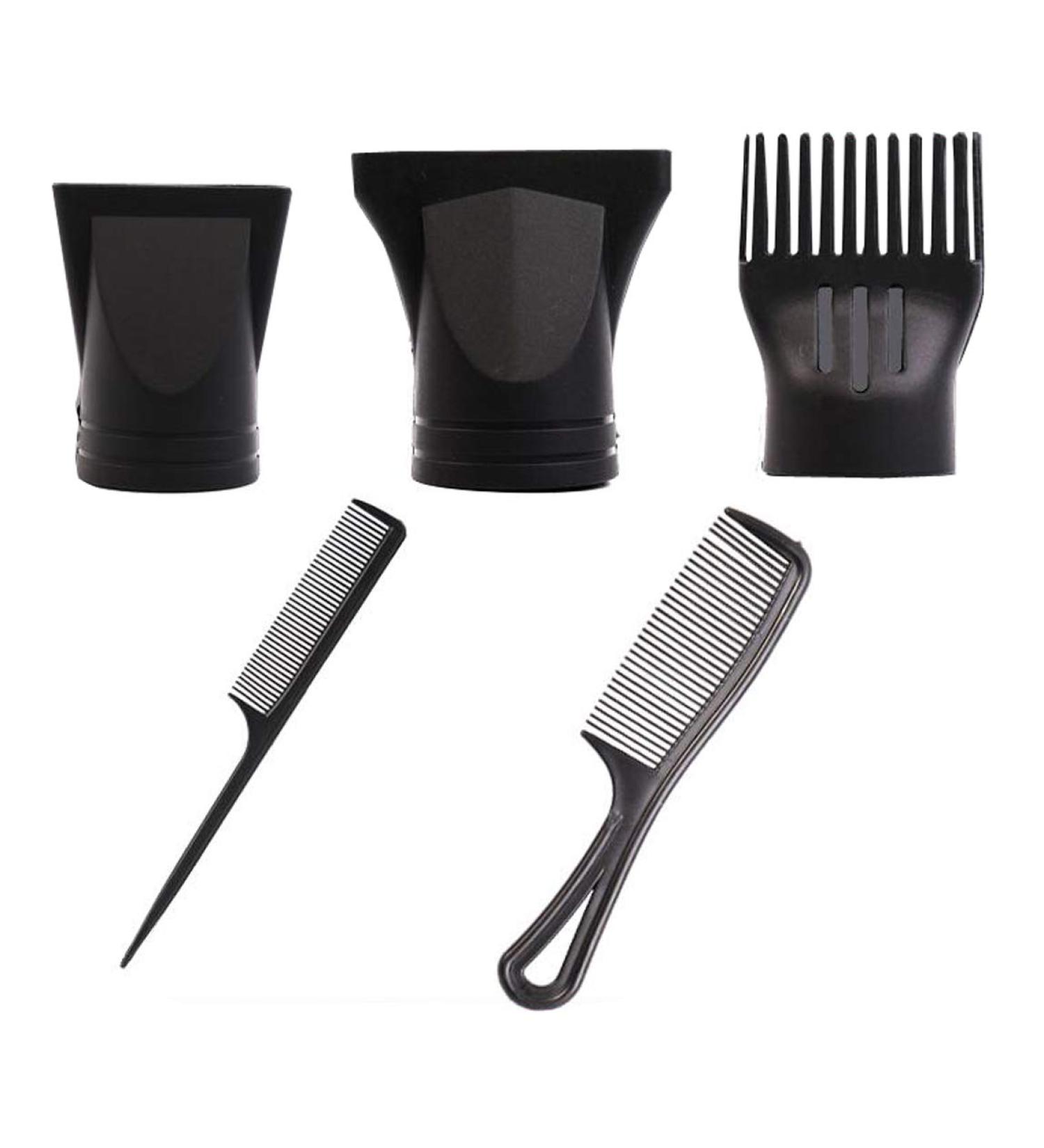 5PCS Black Portable Hair Dryer Nozzle Replacement Set - Salon Styling Tool for Hairdressing - Fits Outer Diameter 4.0-4.8cm - Buy Online on SooperMarket.com