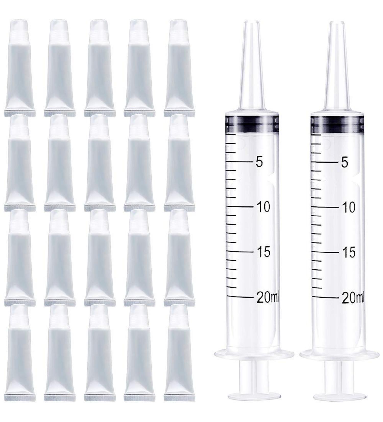 20Pcs Refillable 10ml Mini Clear Lip Gloss Containers for DIY Balm with Syringe - Buy Online on SooperMarket.com