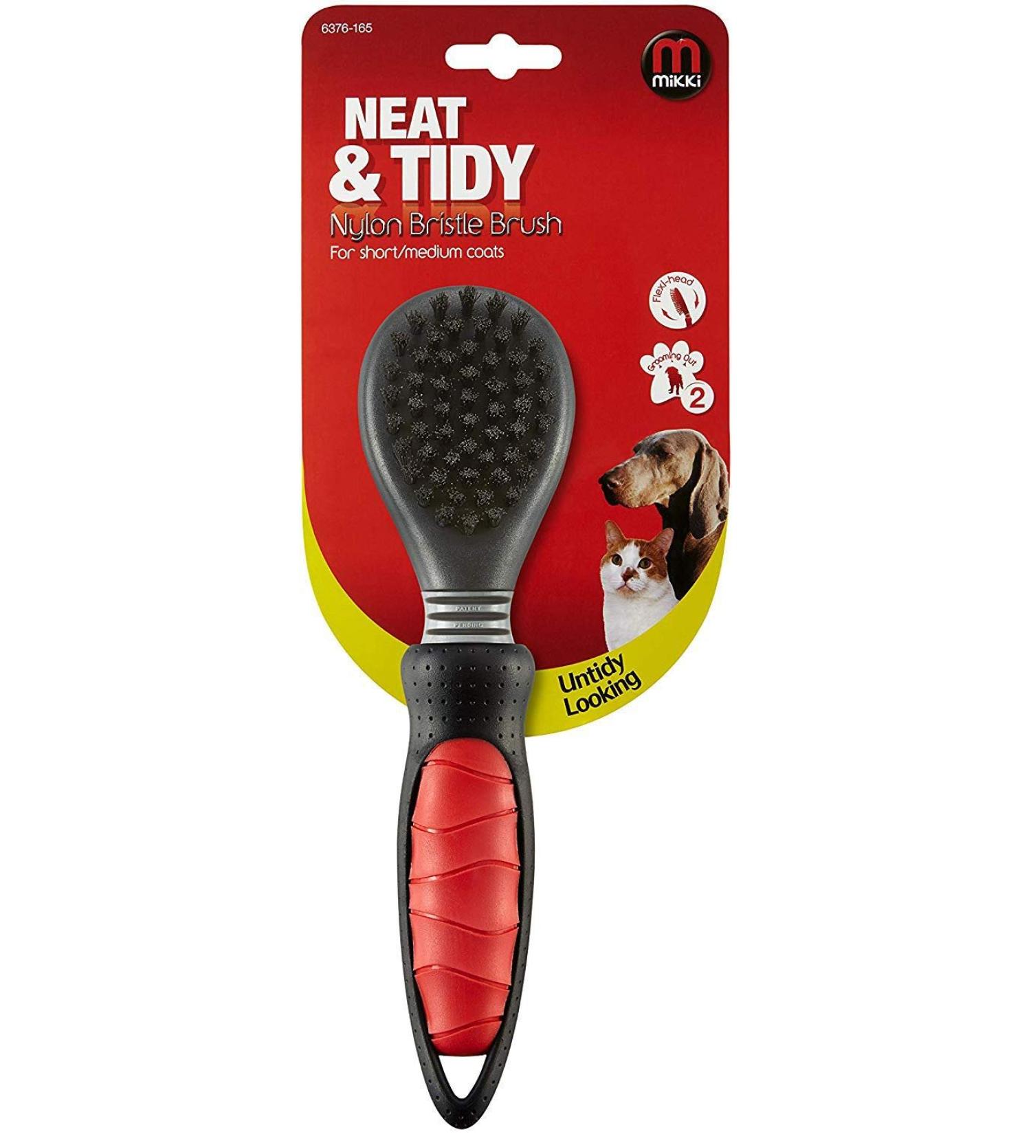 Mikki Nylon Bristle Brush - Gentle Matt and Tangle Remover for Dogs and Cats - Soft Grooming Brush in Black Teal - Size S - Buy Online on SooperMarket.com