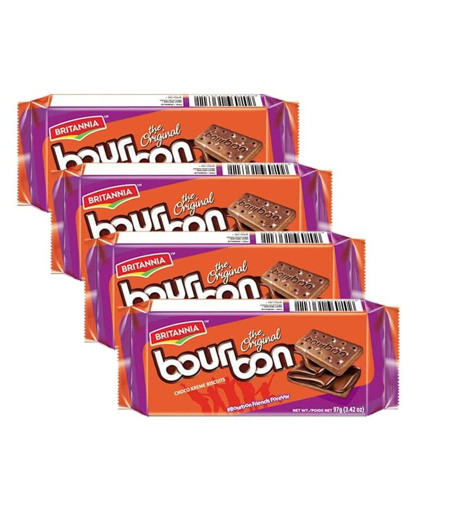 Britannia Bourbon Original Choco Creme Biscuits 3.42oz (97g) - Pack of 4 - Buy Online on SooperMarket.com