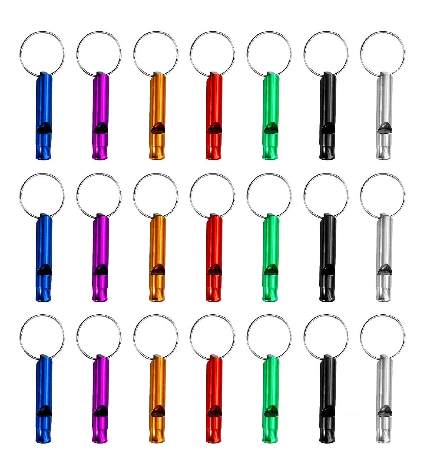 21-Piece Aluminum Alloy Sports Whistle Set | Emergency Keychain Whistles for Camping Hiking & Boating | Durable Survival Signal Whistles - Buy Online on SooperMarket.com