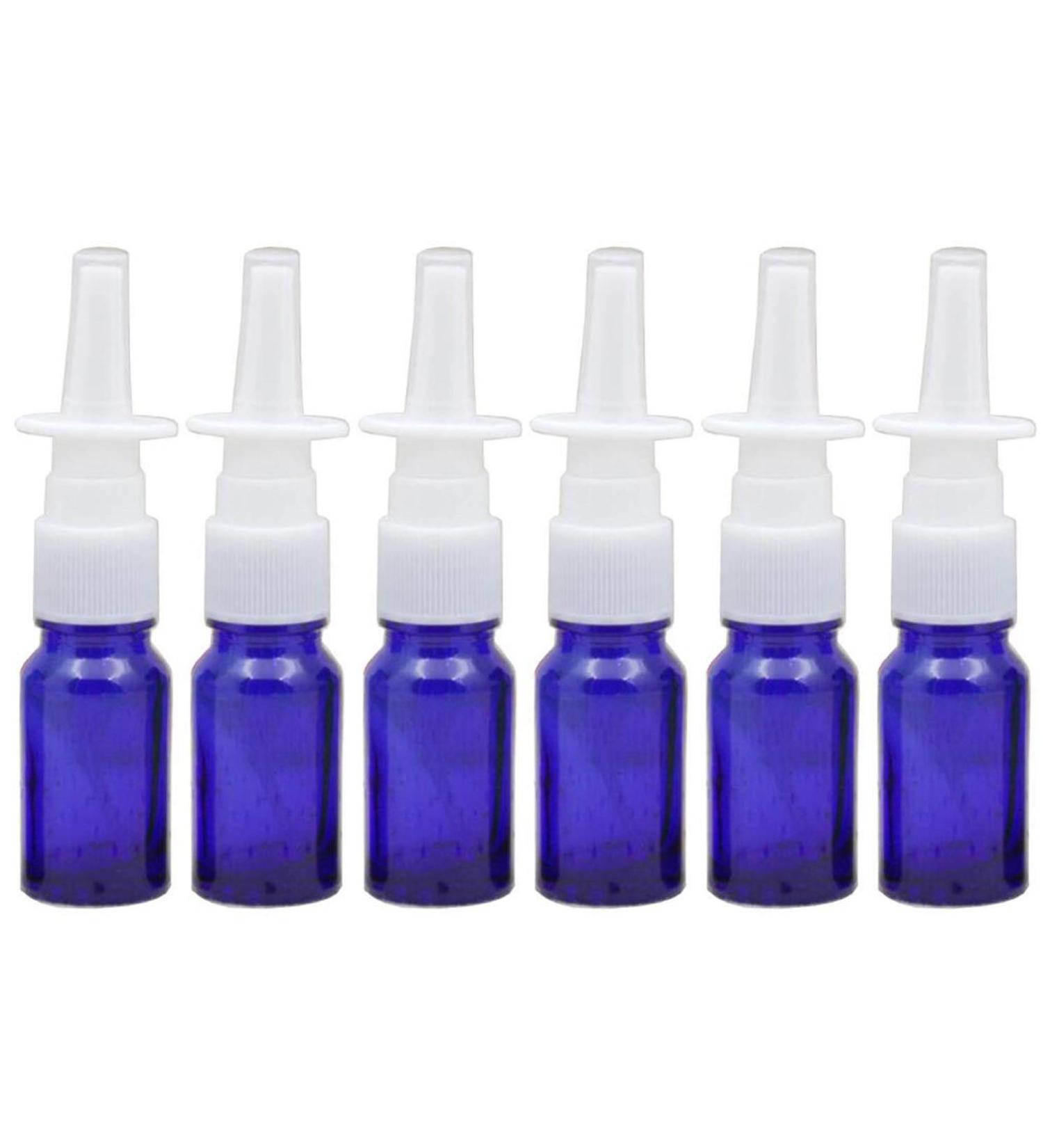 Happyupcity 10ml Refillable Glass Nasal Spray Bottle - Fine Spray Atomizer for Colloidal Silver Essential Oils & Cosmetics - 6 Pack Blue | International Shipping - Buy Online on SooperMarket.com