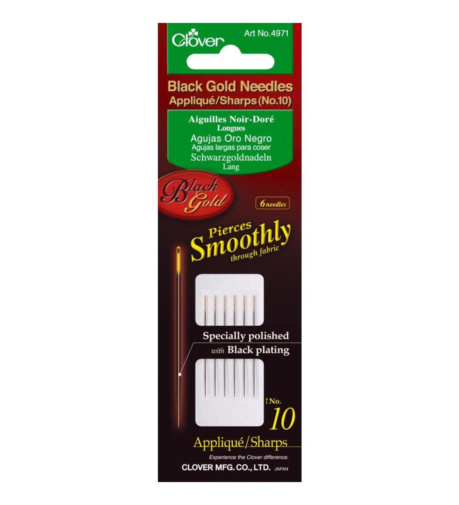 Clover 4971 Clover No.10 Needles Applique/Sharps  Black/Gold
