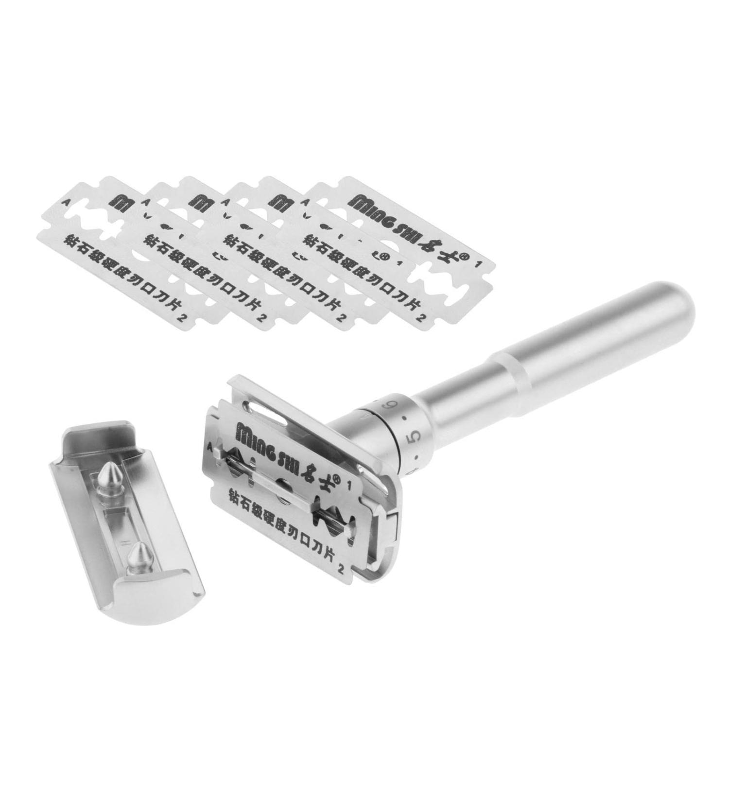 Adjustable Safety Razor Zinc Alloy Classic - Perfect Shave with 5 Blades for Men & Women | International Shipping Available - Buy Online on SooperMarket.com