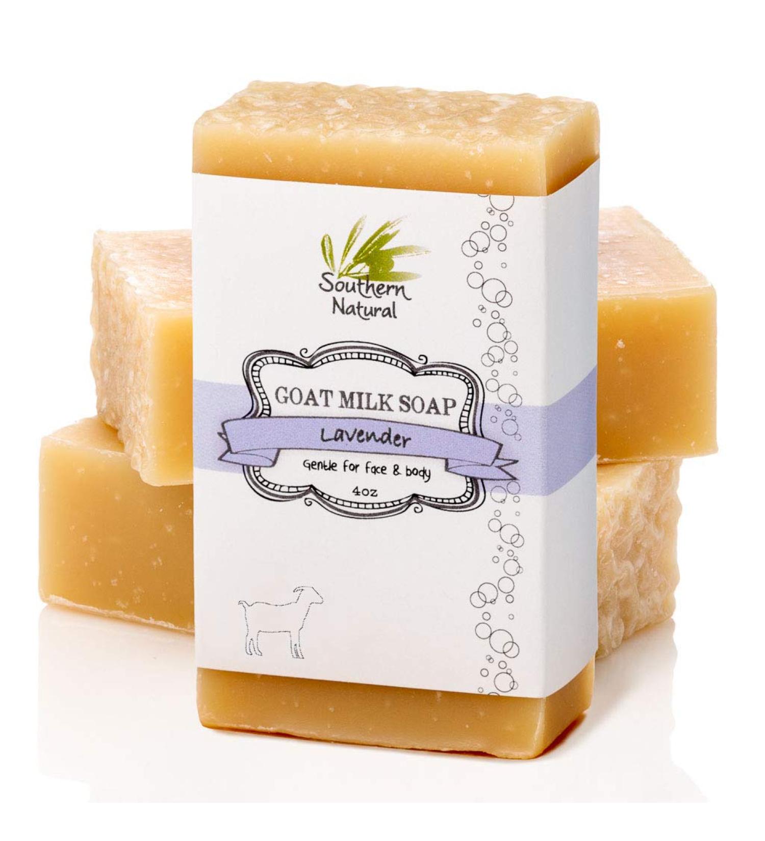 Southern Natural Goat Milk Soap Bar (Lavender 3 Pack) for Eczema, Psoriasis & Sensitive Skin - Handmade in USA, All Natural Soap for Women, Men, Kids & Baby (4-4.5 oz) - Buy Online on SooperMarket.com
