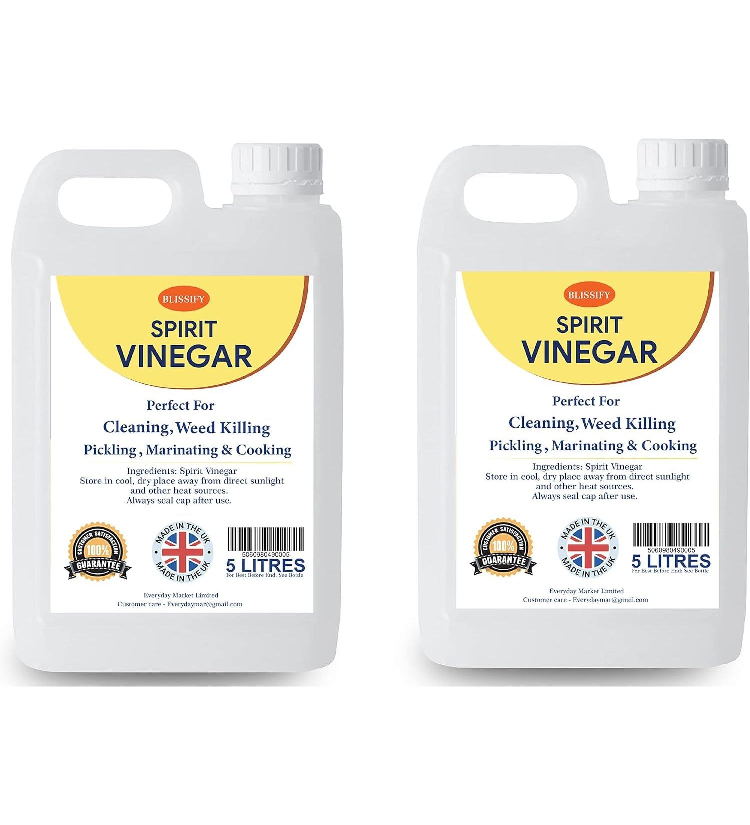 Spirit White Vinegar Food Grade Acetic Acid 5% Liquid for Household Cleaning Cooking Baking and Pickling (5L Pack of 2) - Buy Online on SooperMarket.com