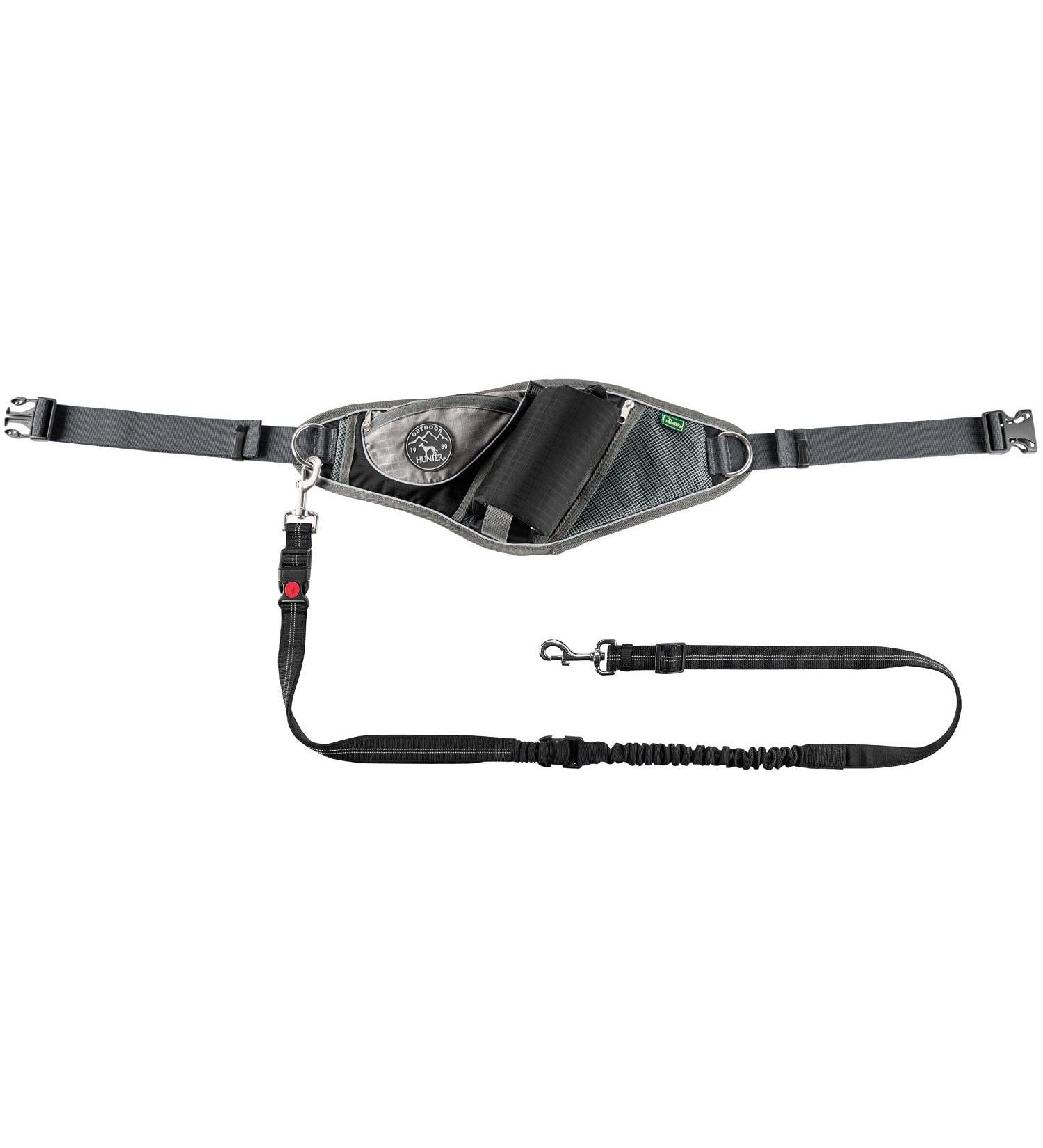 HUNTER Jasper Anti-Jerk Dog Leash & Jogging Belt - Shock Absorber Reflective One-Size Black/Grey - Perfect for International Shipping - Buy Online on SooperMarket.com