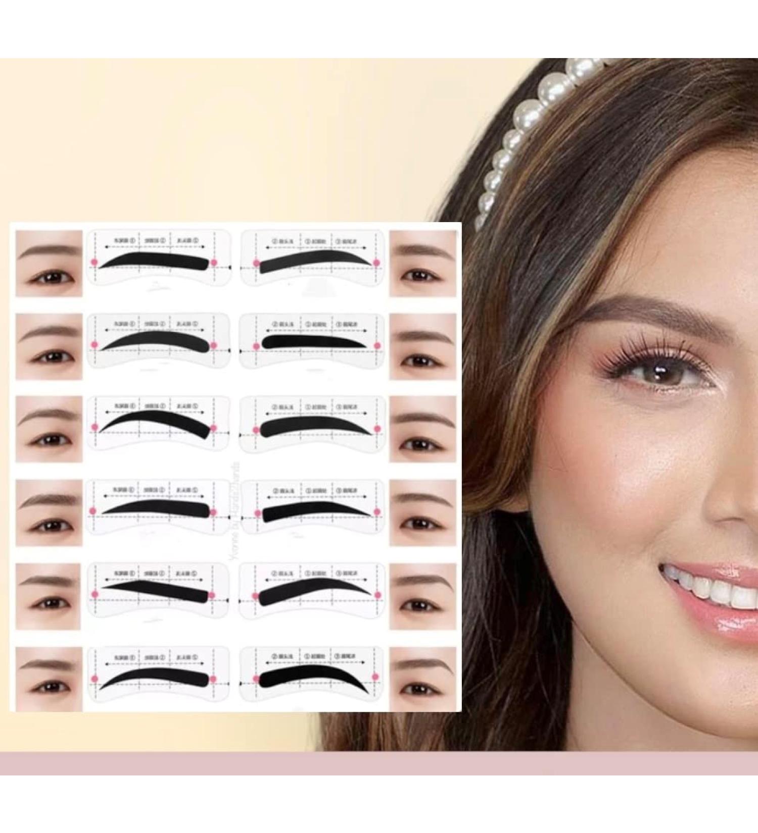 12 Style/Shape Self-Adhesive Eyebrows Stencil - 26 Pcs. Per Pad for Perfect Eyebrow Shaping - Buy Online on SooperMarket.com