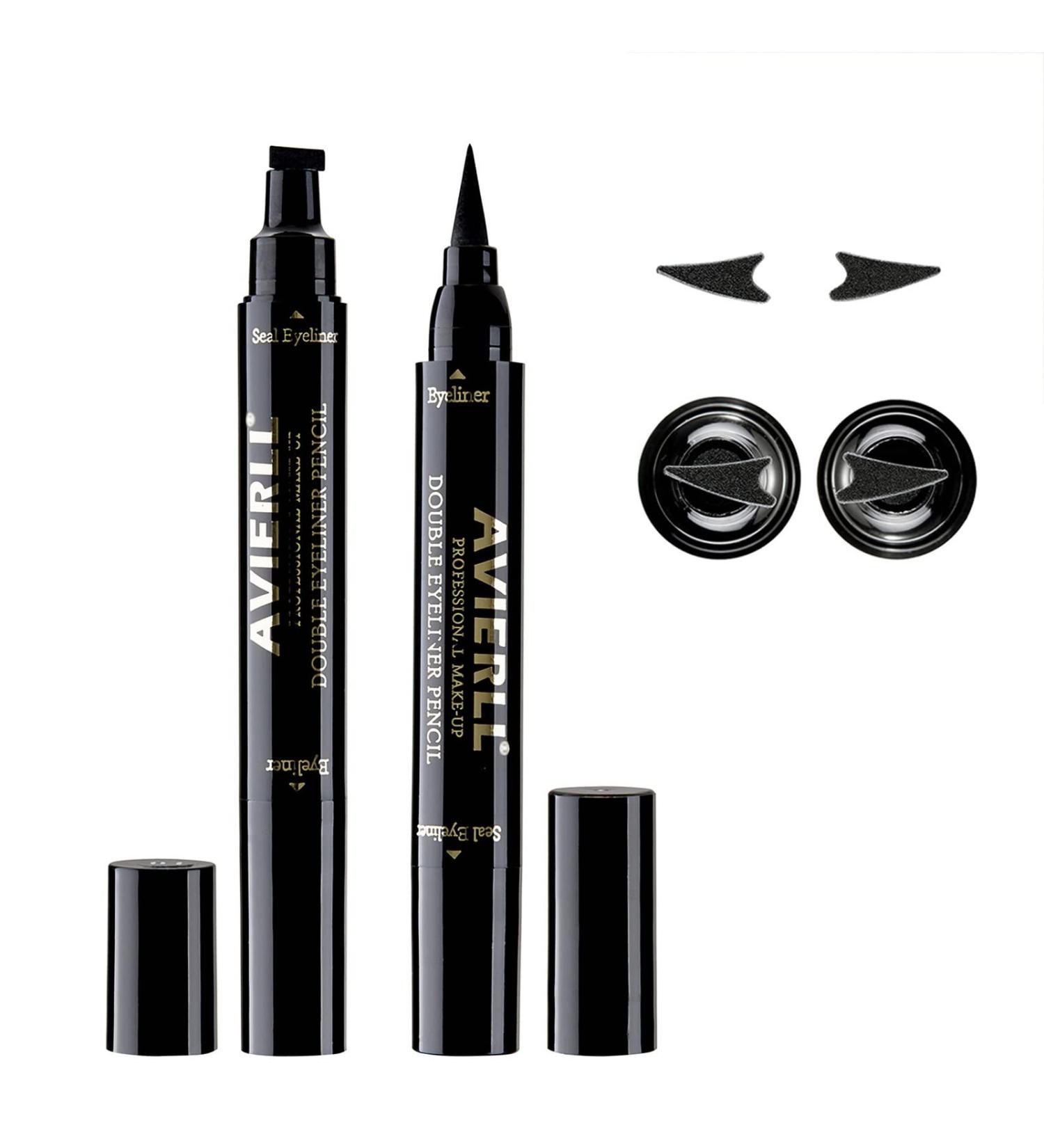 SUMEITANG 2 PCS Black Liquid Eyeliner - Cat Eye Stamp Winged Liner Pen Set for Long-Lasting, Waterproof & Smudgeproof Makeup - Buy Online on SooperMarket.com