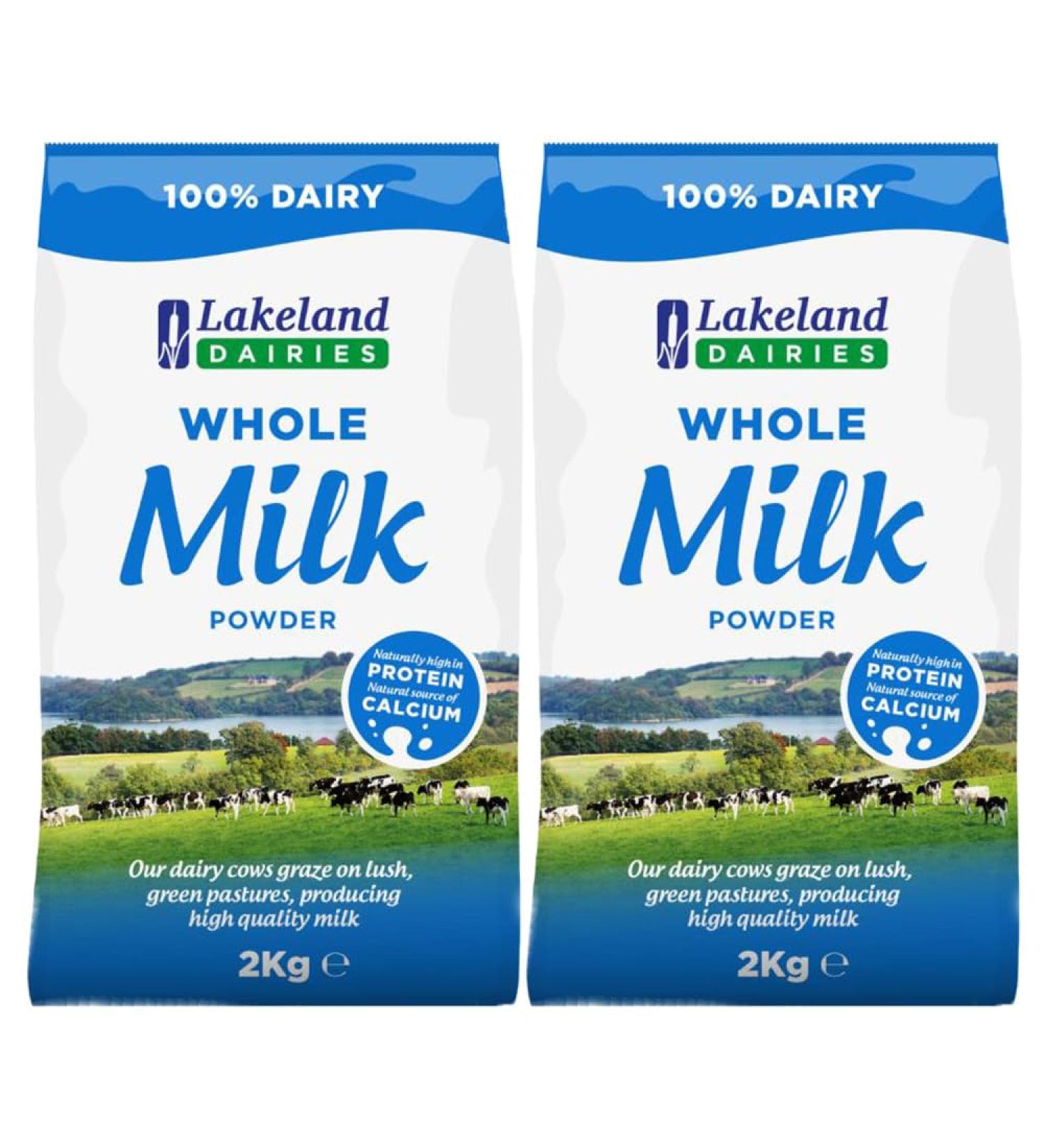 2 x 2kg Lakeland Daries Whole Milk Powder Baking Cooking Coffee Tea Drink Custard Pudding Dessert Sauce Gravy