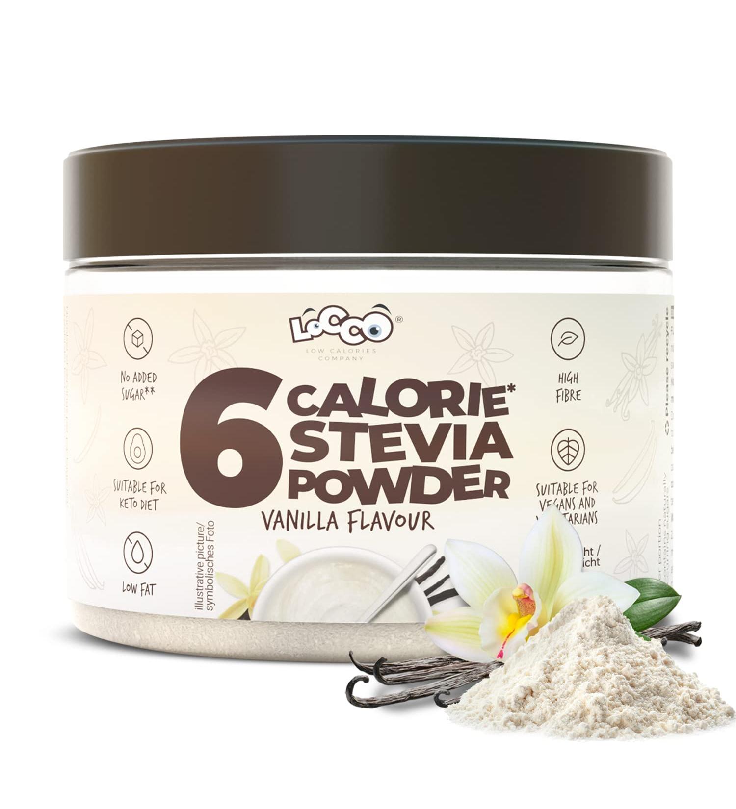 Locco Vanilla Flavour Powder 200g | Sugar-Free, 6 Calories, 0g Fat | Vegan Keto with Stevia | Dietary Supplement - Buy Online on SooperMarket.com