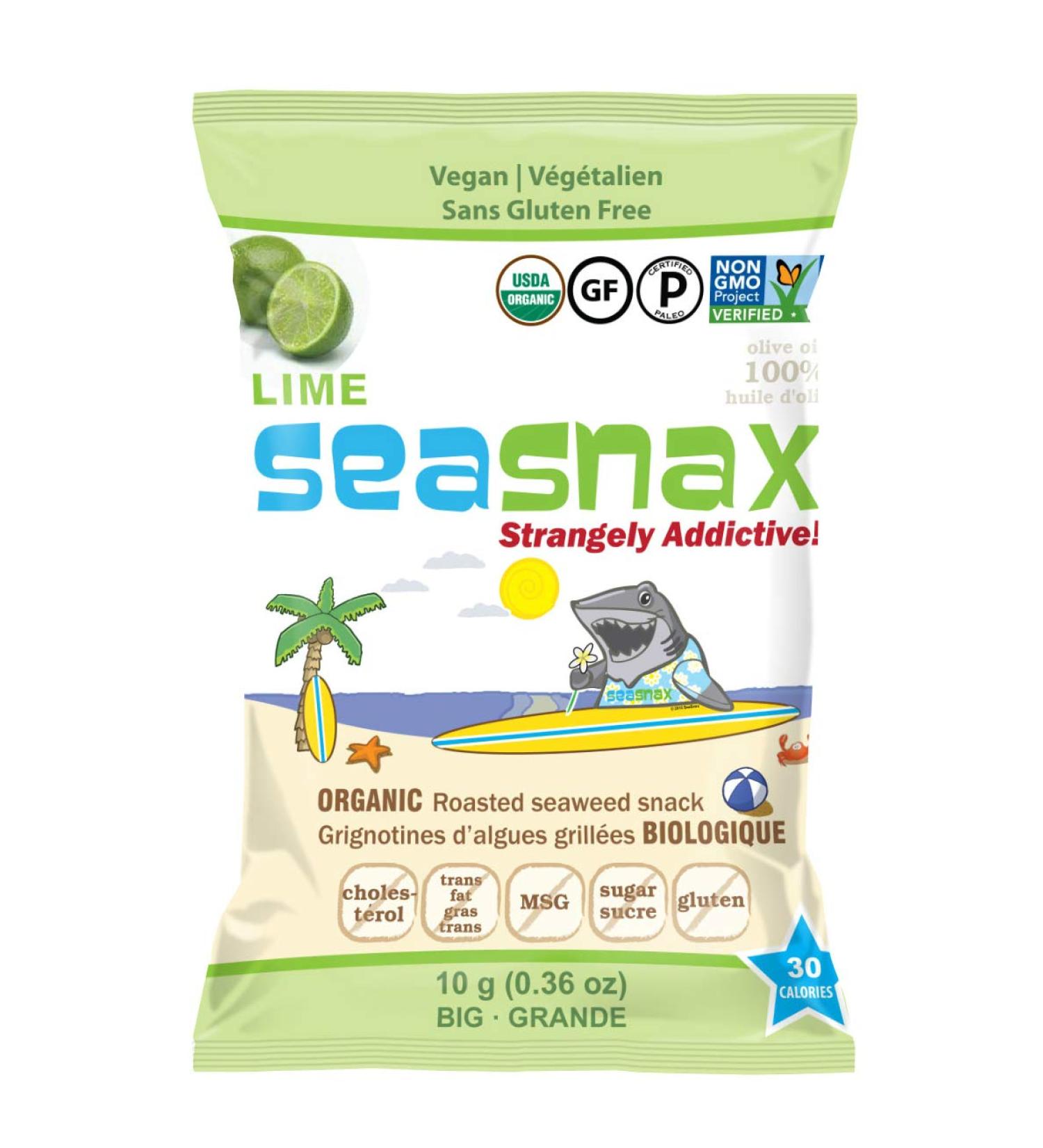 SeaSnax Organic Roasted Seaweed Snack Lime 0.36 oz (Pack of 12) - Healthy & Delicious - Buy Online on SooperMarket.com