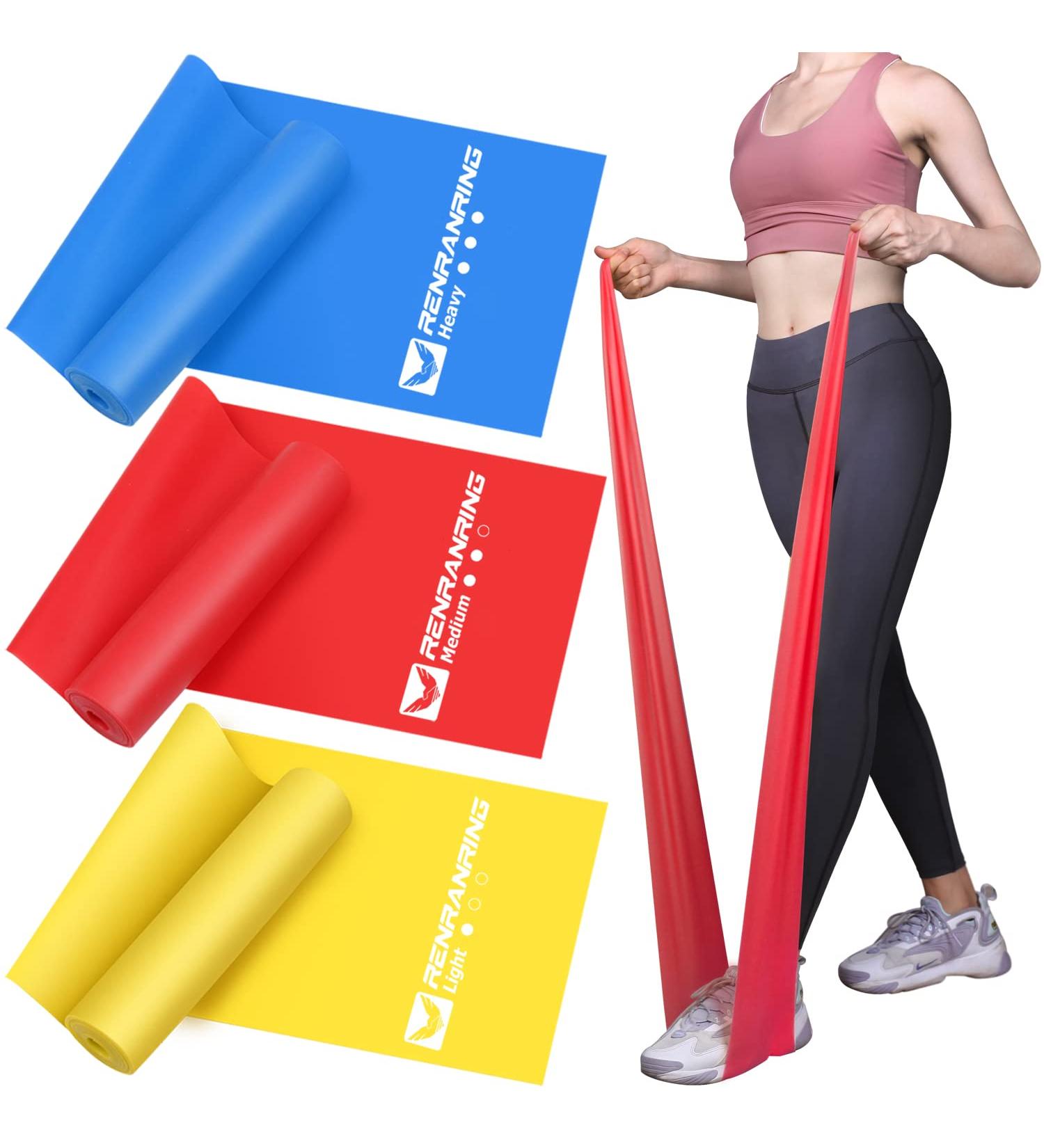 Non-Latex Resistance Bands Set for Physical Therapy, Yoga, Pilates - 4.9FT Yellow Red Blue - Set of 3 Elastic Bands for Home Workouts - Buy Online on SooperMarket.com