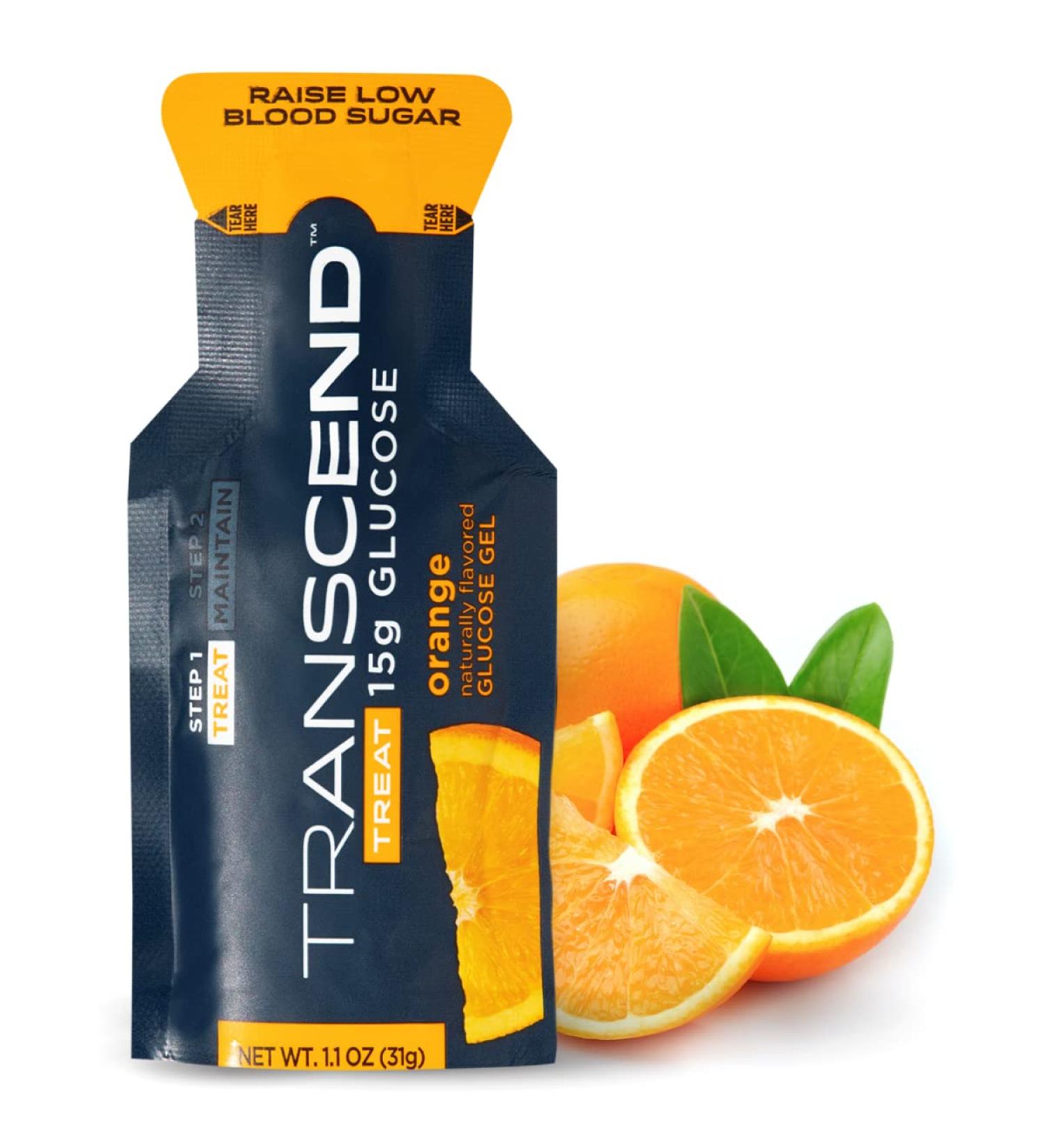 Transcend Glucose Gel Packs - Orange - 15 Pack (1.1oz Each) - FSA/HSA Eligible - Made in USA - Blood Sugar Support for Diabetics - Buy Online on SooperMarket.com