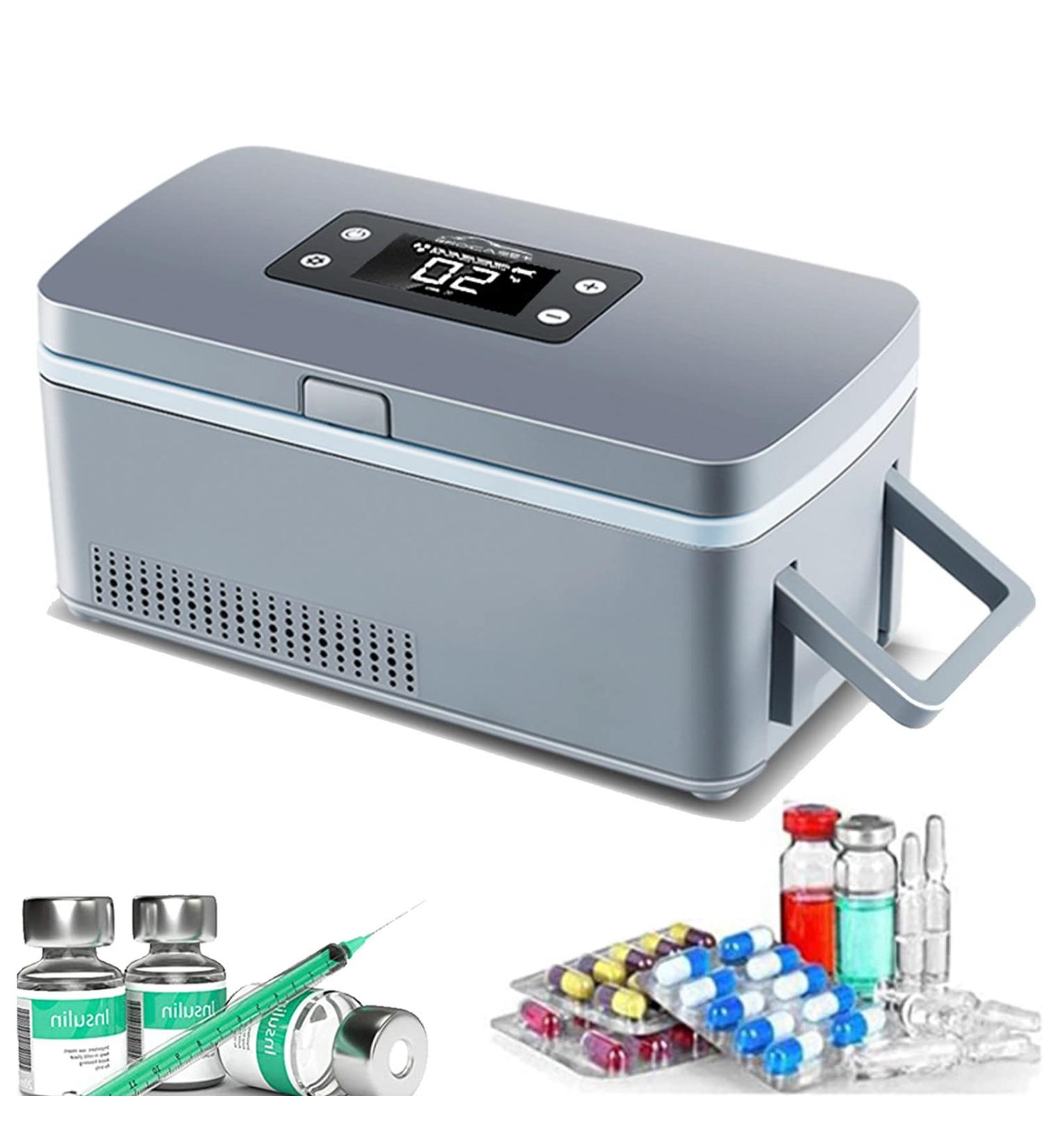 Portable Insulin Cool Box Mini Intelligent Electric Fridge Cooler Bag with Car USB Charging Cable for Travel Cool Box Airplane Car Family 220V-Battery*2 Battery*2 220V - Buy Online on SooperMarket.com