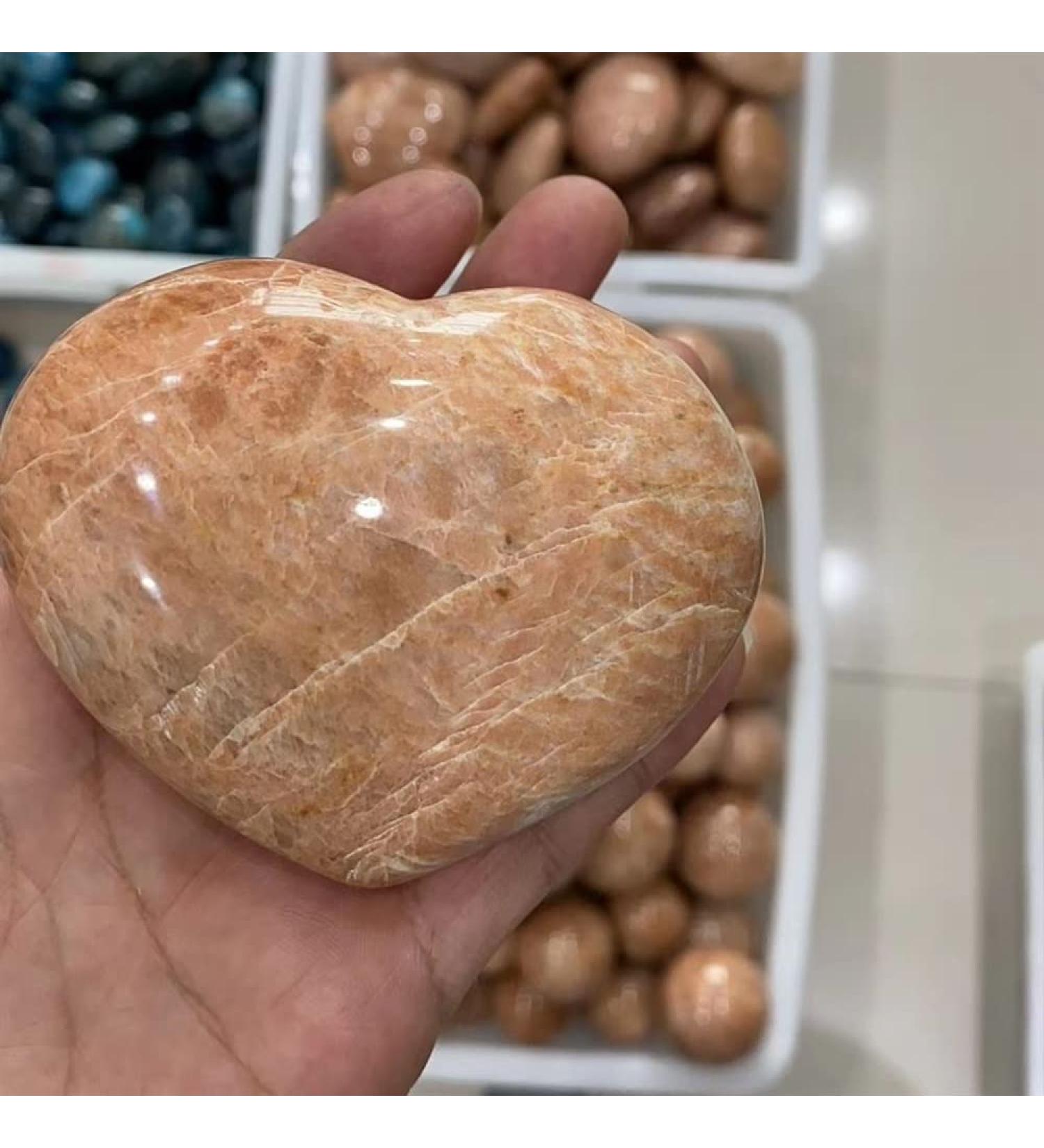 Home Natural Orange Moonstone Heart Stone Specimen Spiritual Crystal Ornament 1pcs Full of Texture (Size : 200-250g) - Buy Online on SooperMarket.com