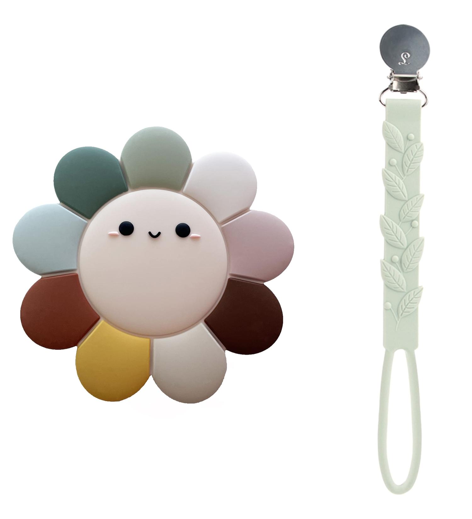 Loulou Lollipop Silicone Teether and Holder Set for Teething Baby Boy and Girl - Daisy Multi - Buy Online on SooperMarket.com