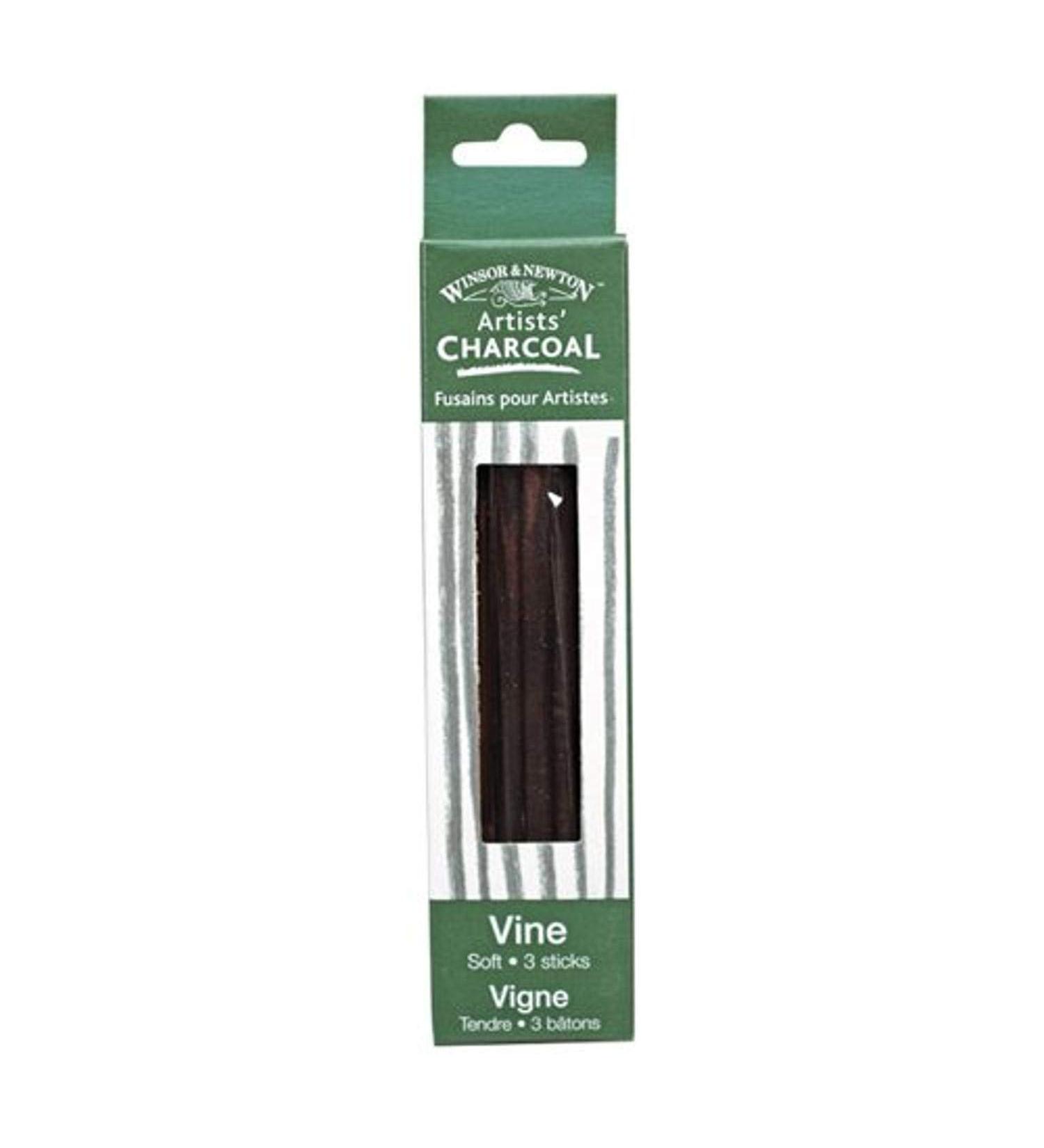 Winsor & Newton Artist Vine Charcoal Sticks  Soft  Box of 3 Sticks Box of 3 Soft