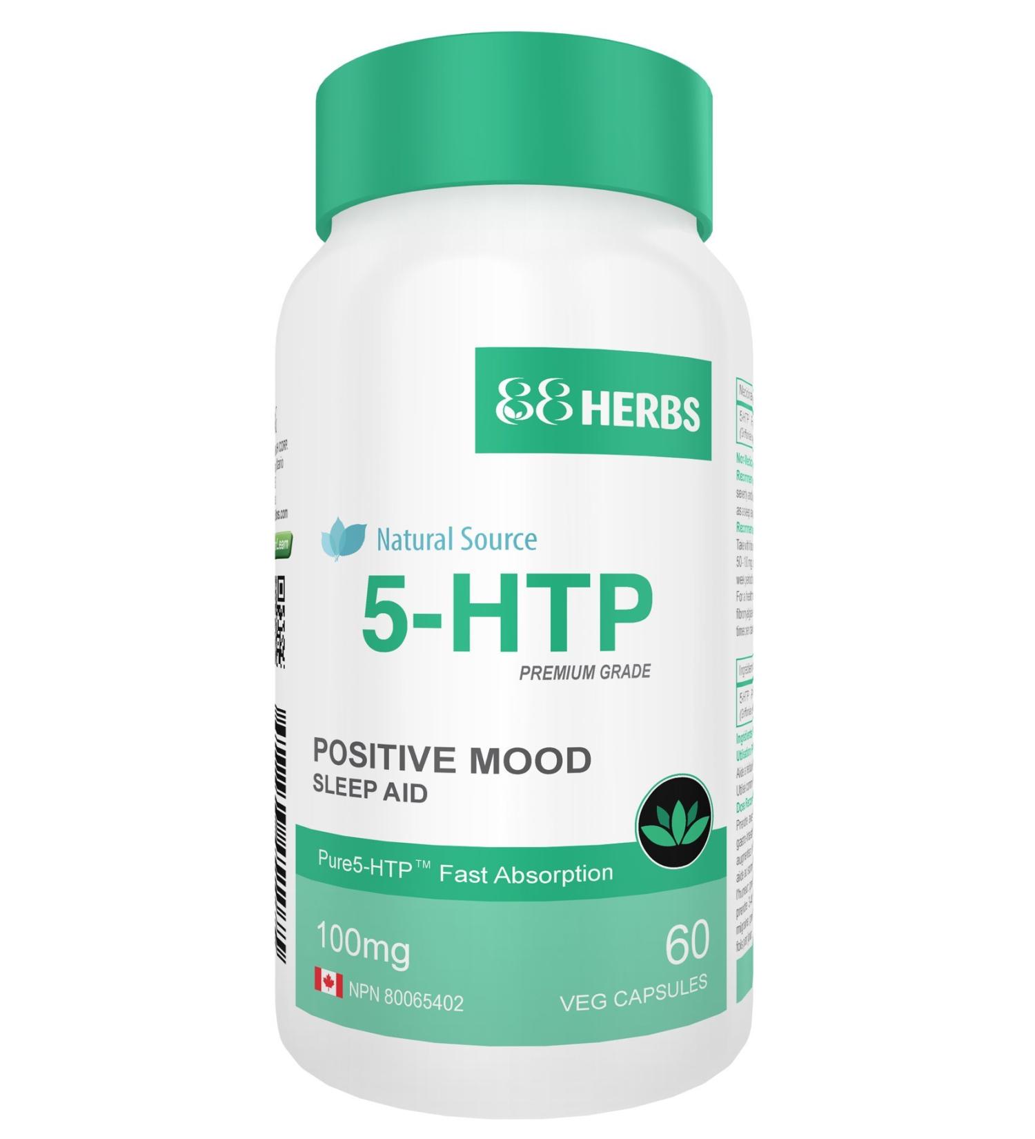 5-HTP - Pharmaceutical Grade Purity - All Natural Source - Quick Release - No Magnesium Stearate - 100mg (per cap) - 60 Vegetarian Caps - Buy Online on SooperMarket.com