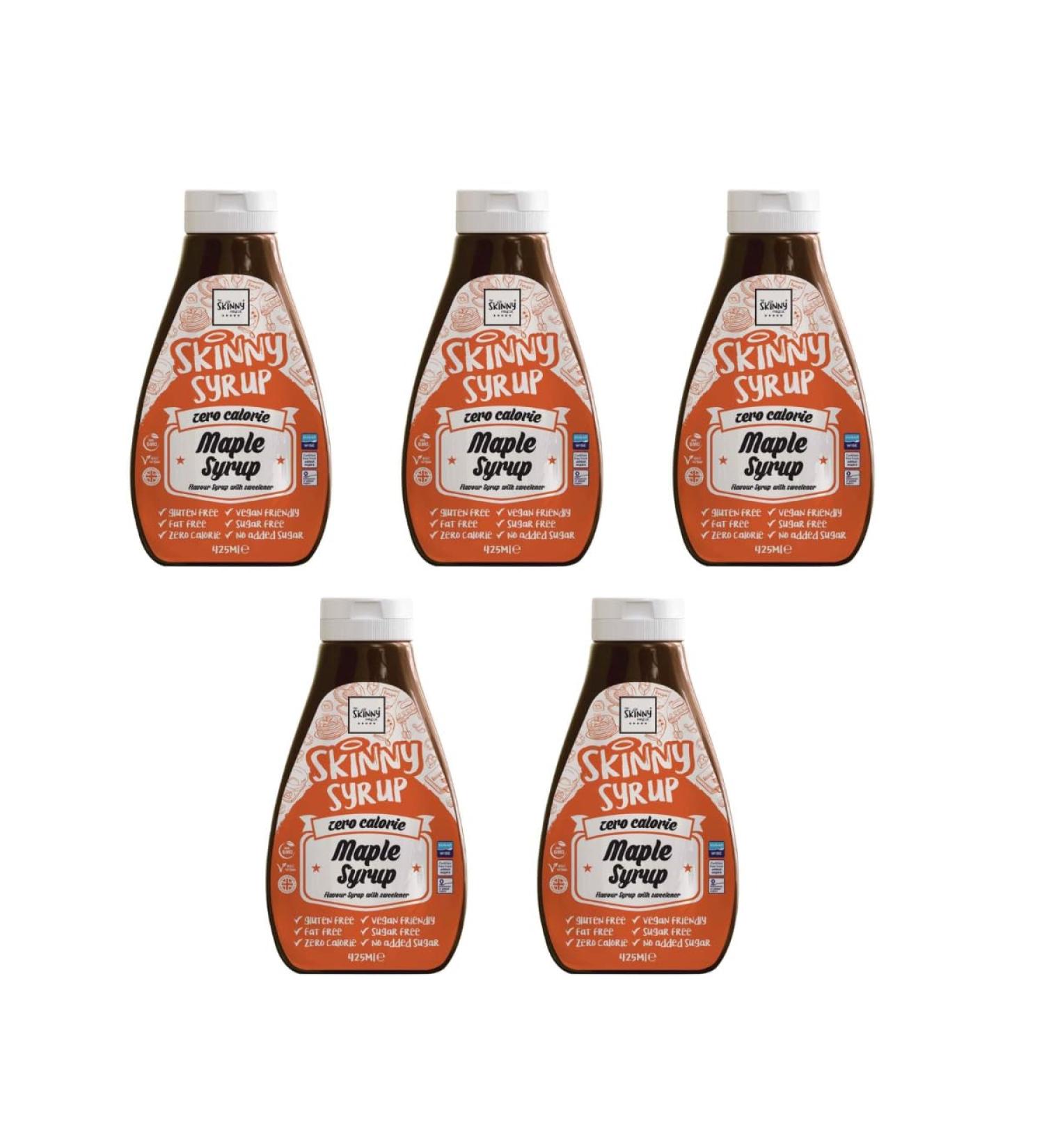 The Skiny Food Co Maple Syrup 425g - The Totally Amazing Sugar Free Zero Calorie Fat Free And Guilt Free Skiny Syrup - Pack of 5