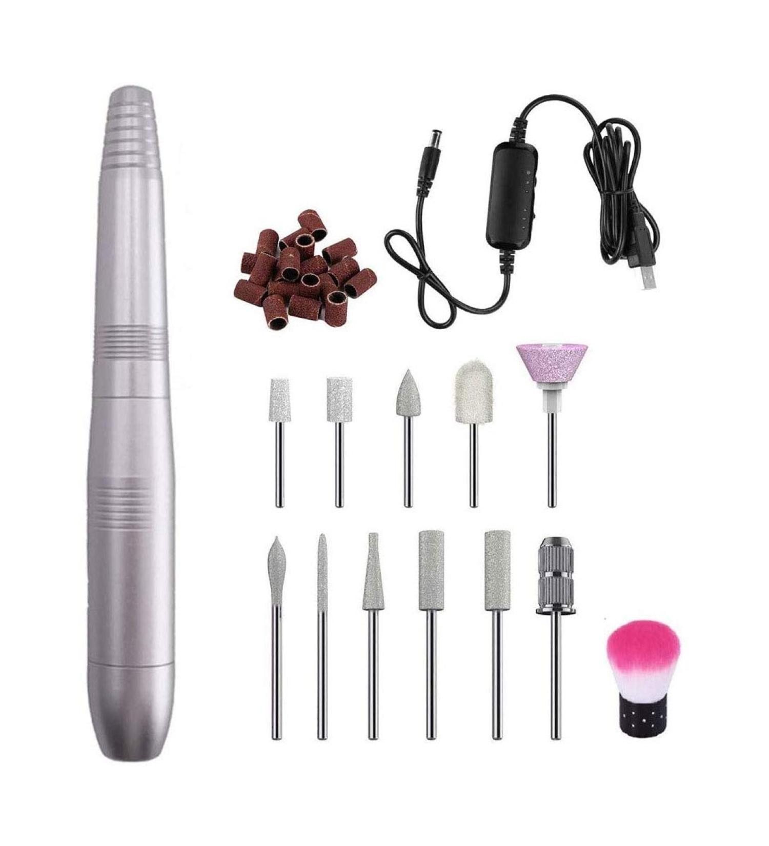 Grendly Electric Nail File Kit Protable Nail Drill Electric Manicure Tools for Home Use DIY Nail Art Nail Salon Silver - Buy Online on SooperMarket.com