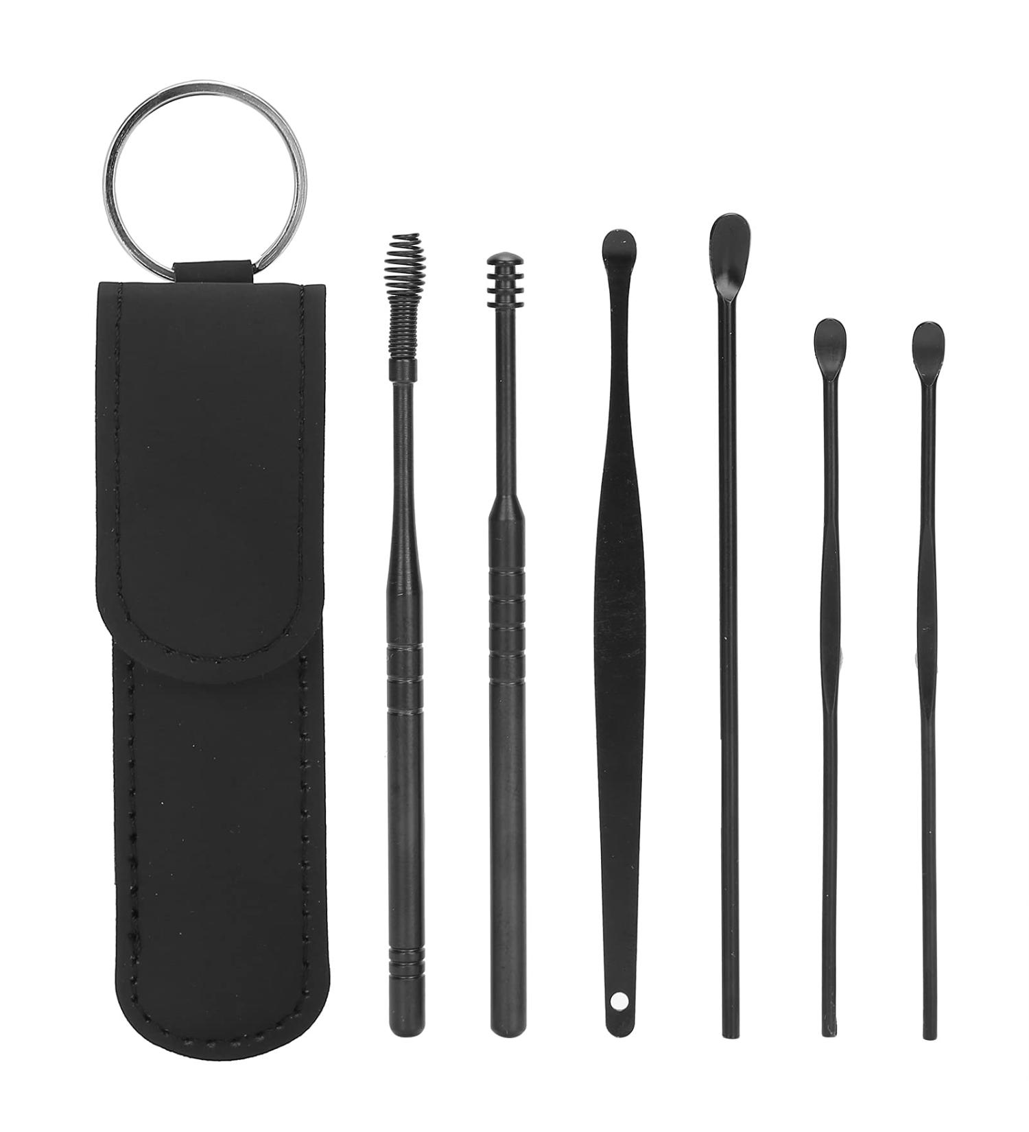 Portable Earwax Removal Tool Set - U Shape & Spiral Ear Cleaner in Black - Buy Online on SooperMarket.com