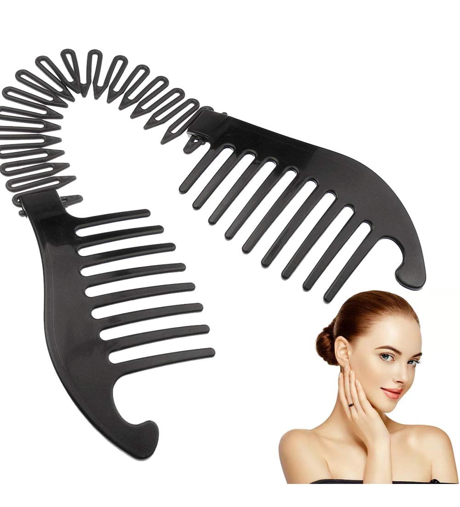 Xiton Flexible Plastic Hair Comb & Banana Clip - Stylish Ponytail Tool for Women & Girls - Perfect for DIY Hairstyles (Black) - Buy Online on SooperMarket.com