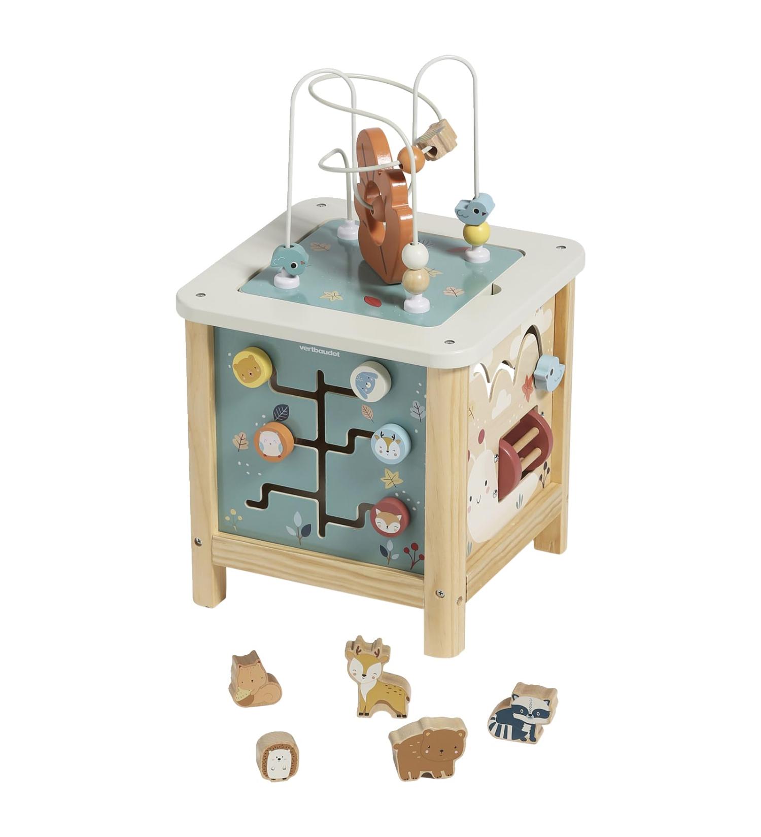 Buy VERTBAUDET Large Activity Cube - Motor Skills Cube 'Animal Friends' | FSC Certified Blue & Forest Friends - International Shipping Available - Buy Online on SooperMarket.com