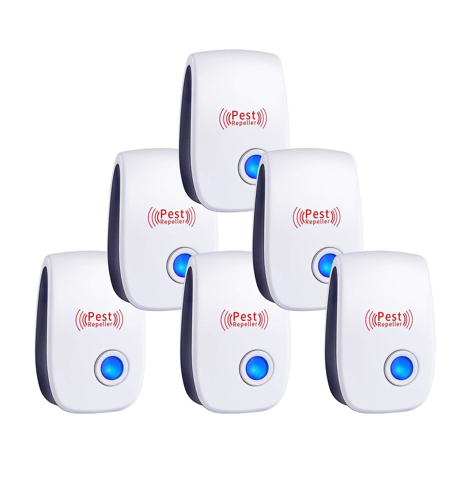 WahooArt Ultrasonic Pest Repeller 6 Pack - Electronic Indoor Plug-In for Insects, Mosquitoes, Mice, Ants, Roaches, Spiders, Bugs, Flies - Non-Toxic Pest Control Solution - Buy Online on SooperMarket.com
