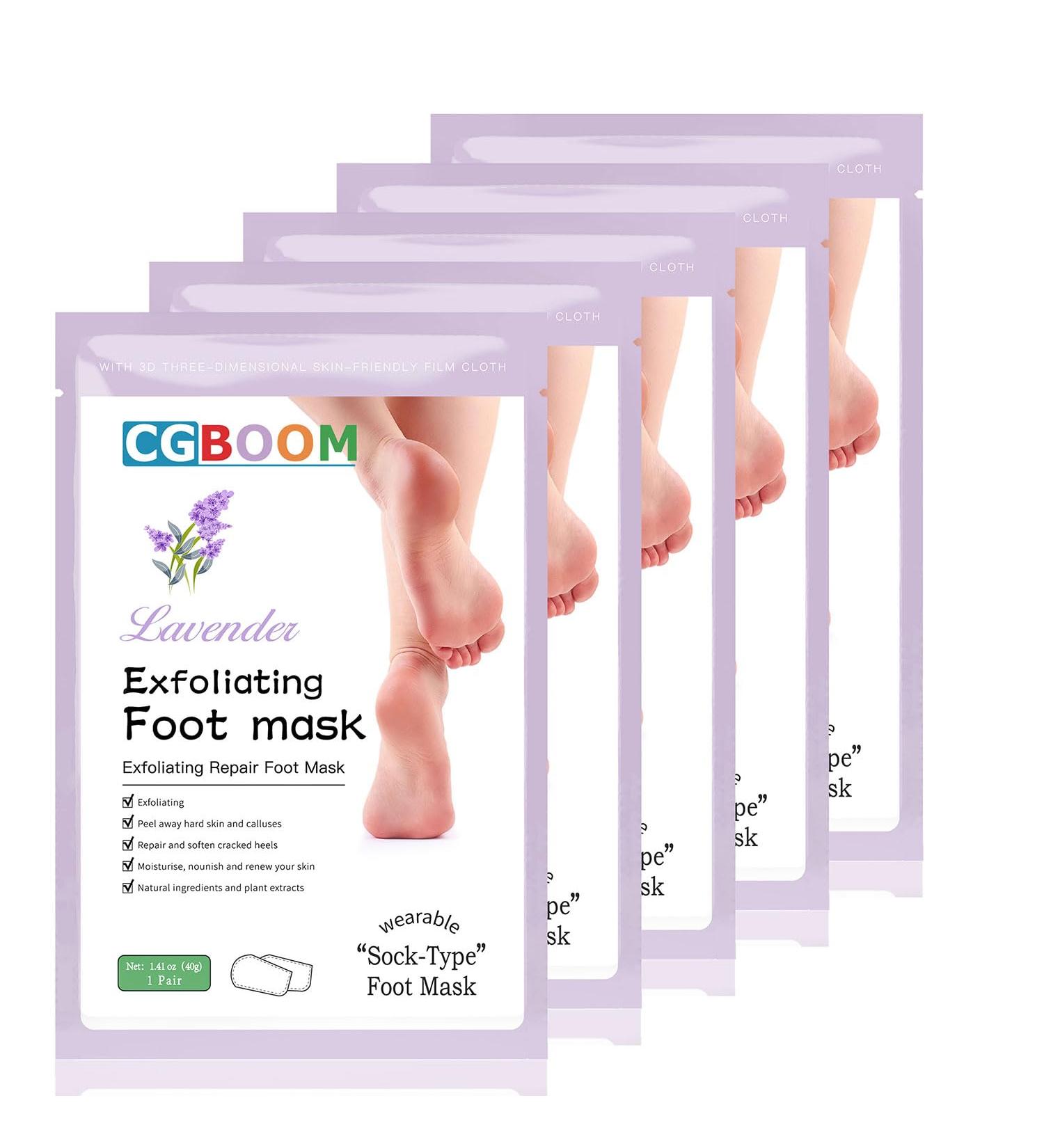 5 Pairs Foot Peel Mask lavender Foot Exfoliating Mask Socks Calluses Remover Dead Skin Moisturizing Feet Peeling Mask for Dry Skin Cracked Heels Foot SPA Socks for Women and Men (Lavender) - Buy Online on SooperMarket.com