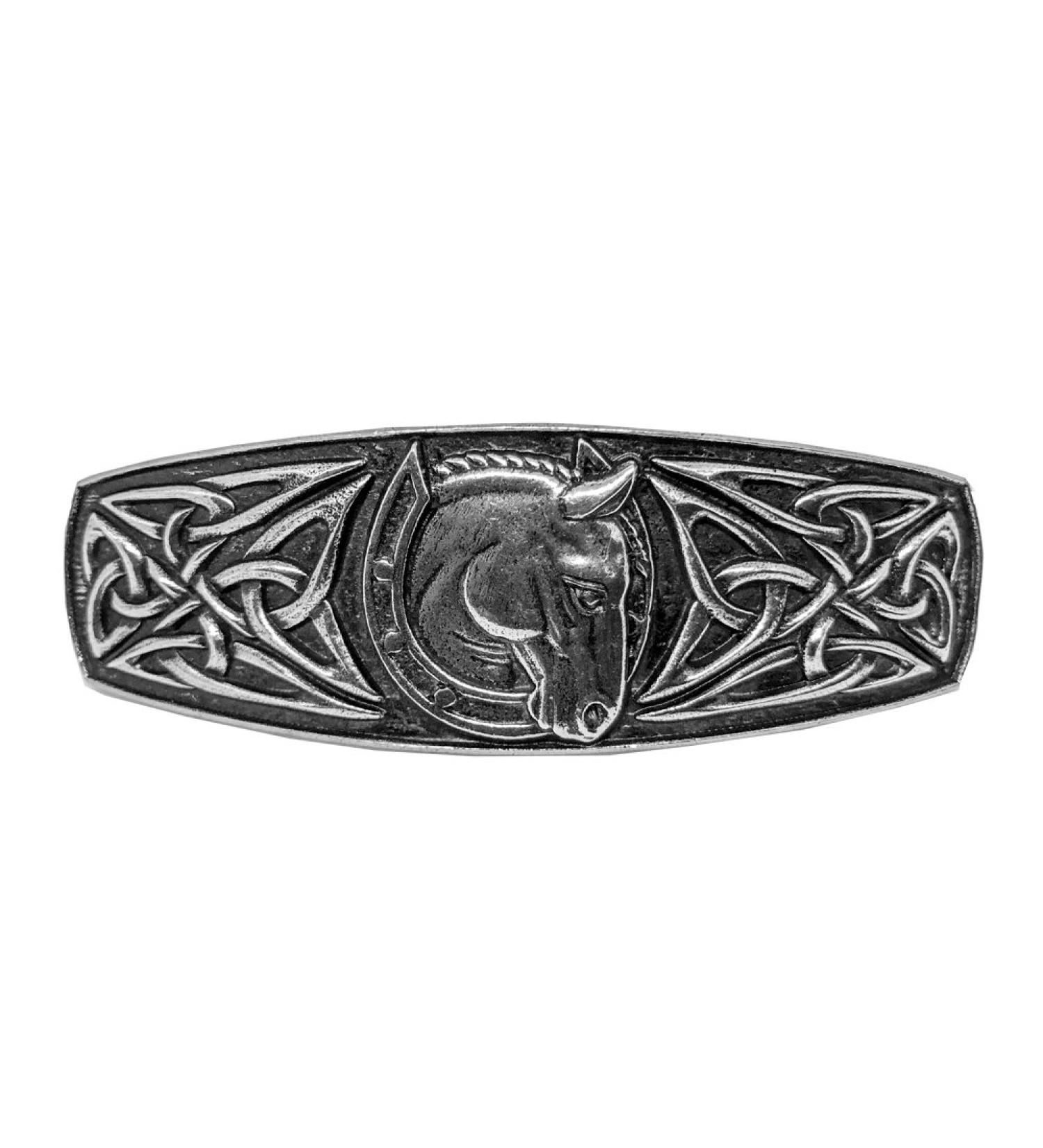 Celtic Horseshoe Hair Clip - Hand Crafted Metal Barrette | Made in USA | 80mm Clip - Oberon Design - Buy Online on SooperMarket.com