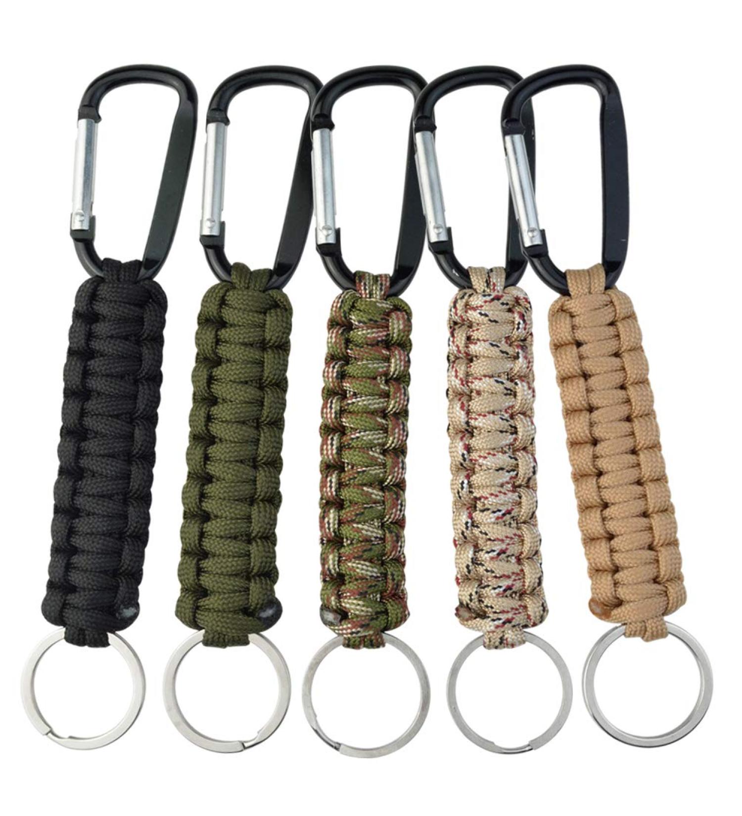 5-Piece Paracord Key Pendant Set with Carabiner & Lanyard - Survival Gear for Outdoor Camping Hiking - Unisex Key Ring Hook - Buy Online on SooperMarket.com