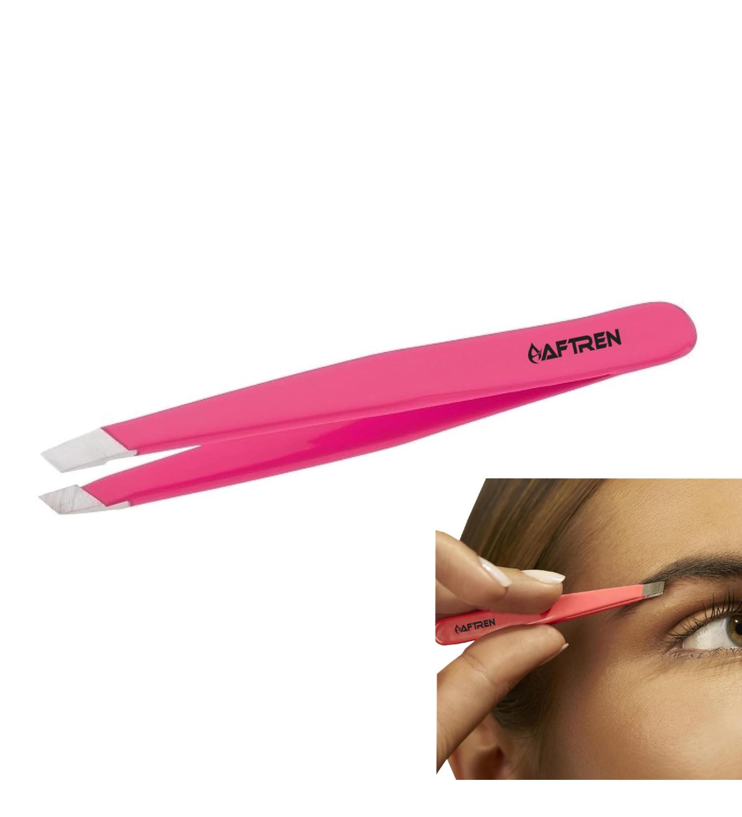 Wide Grip Slant Tweezers - German Stainless Steel - Hand-Filed Slanted Tips for Ultra-Precision - Tweezers for Eyebrows and Nose/Ear/Facial Hair - Professional Grade (Pink) - Buy Online on SooperMarket.com