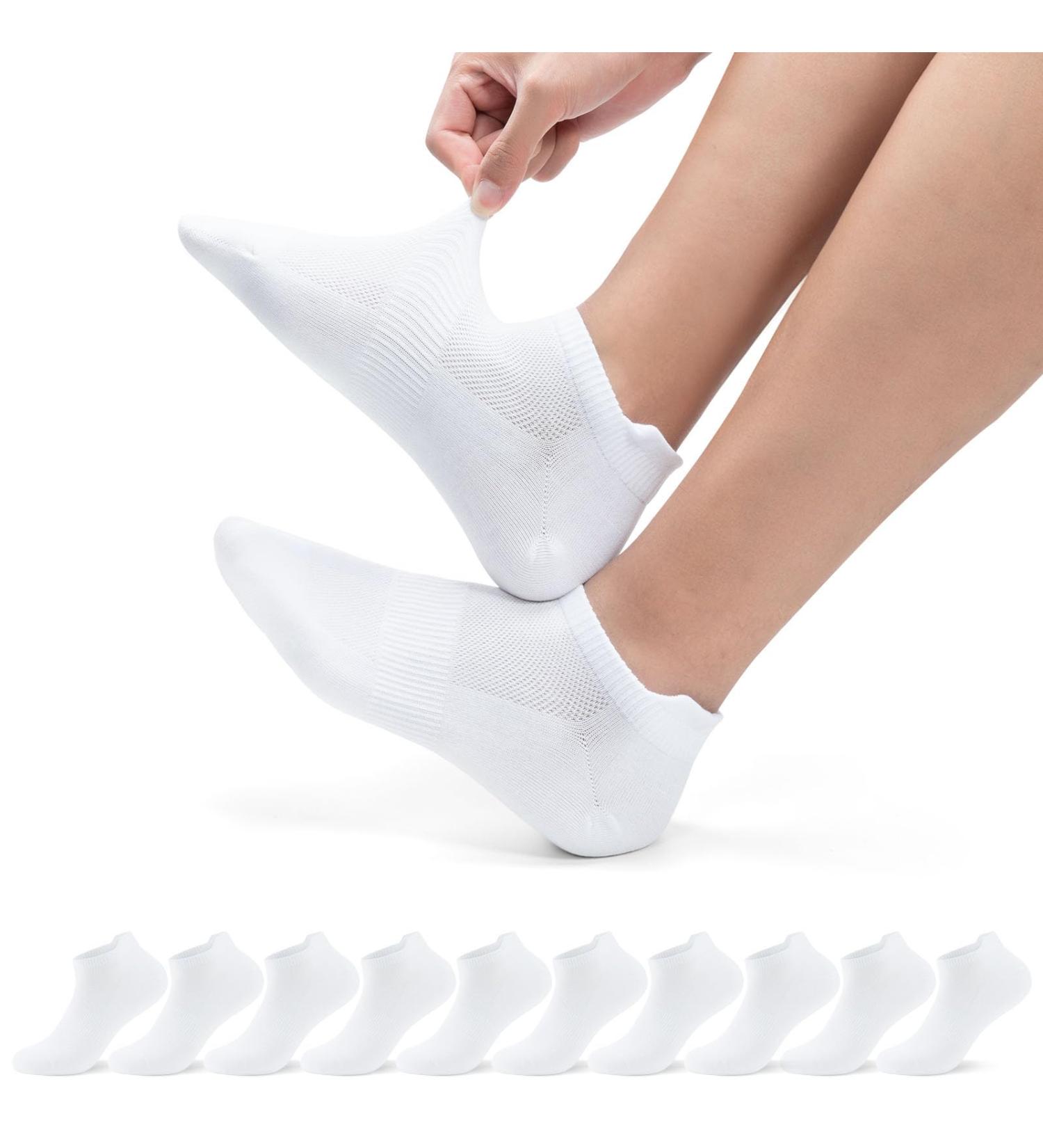 Buy Puliou 10 Pairs Short Cotton Sports Socks for Men & Women | Breathable Running & Hiking Socks Size 39-42 - White - Buy Online on SooperMarket.com