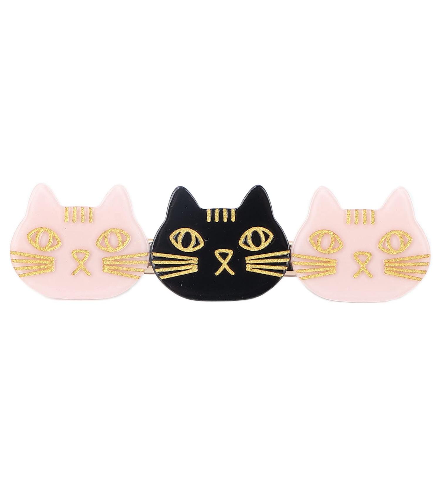 Cat Hair Clips - Resin Barrettes for Girls & Women | Cute, Sweet Hair Accessories for Daily, Party & Cosplay | Black/Pink - Buy Online on SooperMarket.com