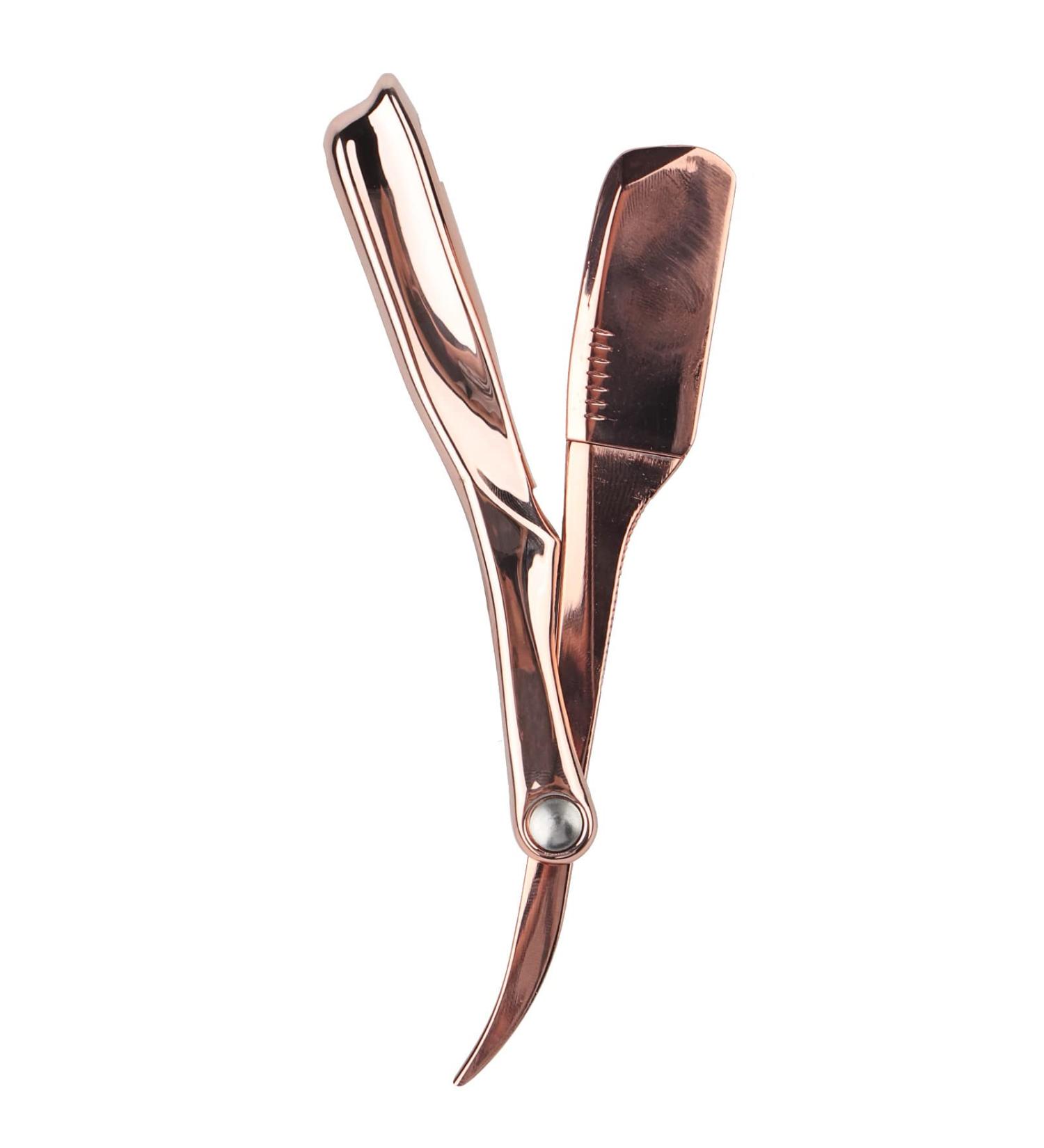 Men's Rose Gold Rasier Knife with Blade Holder | Professional Hairdresser Tool | Premium Quality Grooming for Men | Time-Saving & Versatile - Buy Online on SooperMarket.com