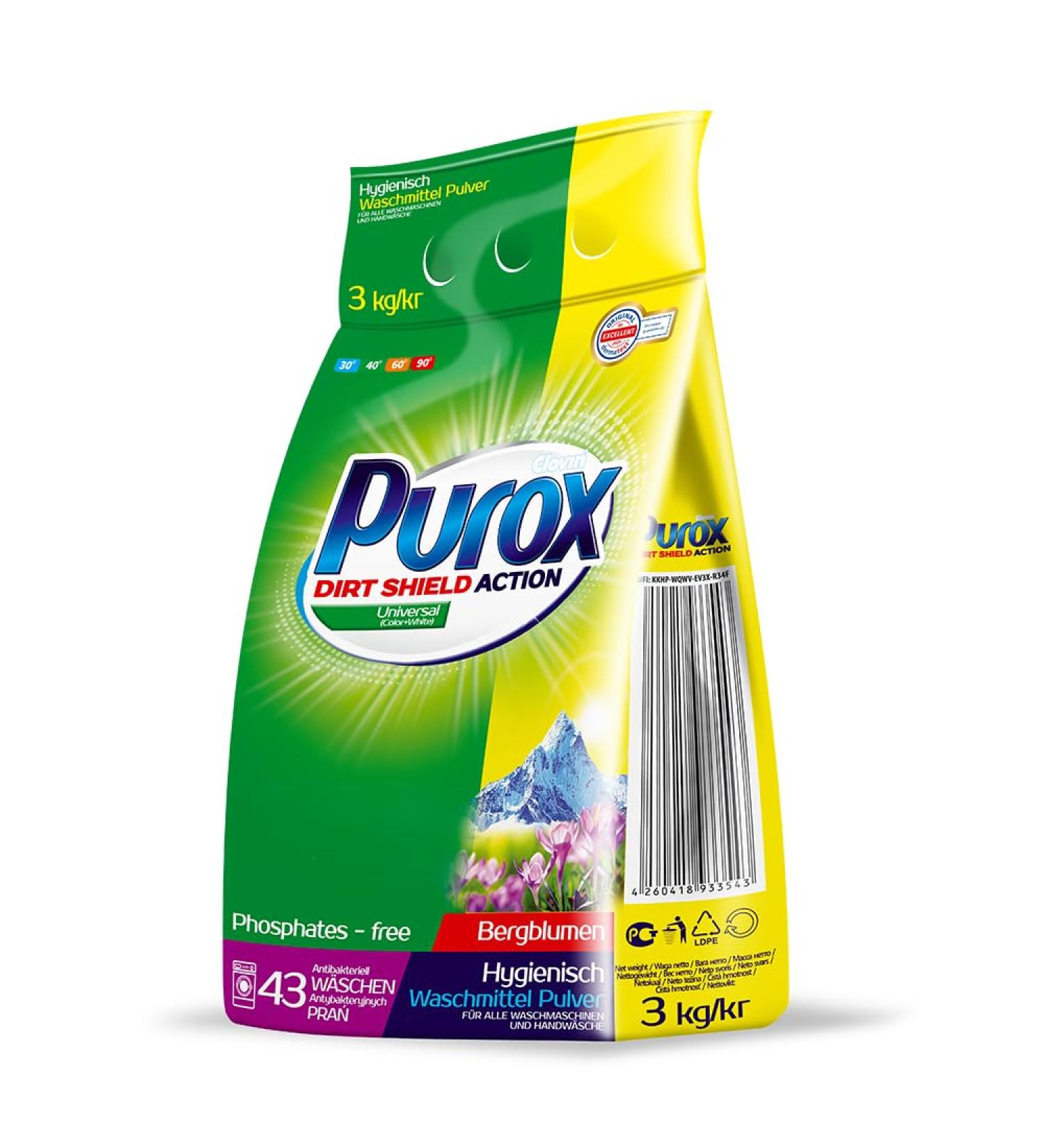 Buy PUROX Color & White Washing Powder 3kg - High-Quality Detergent for Bright Colors and Whites - International Shipping Available - Buy Online on SooperMarket.com