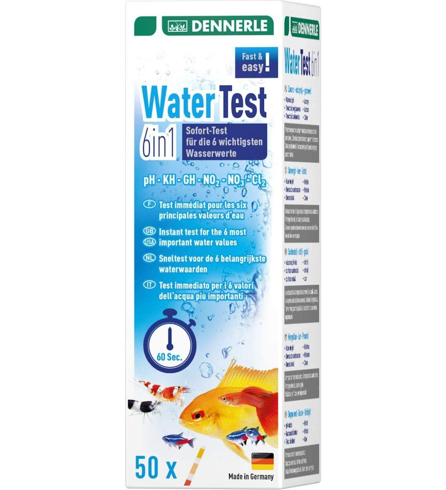 Dennerle Water Test 6in1 - fast and reliable water test (50 test strips)