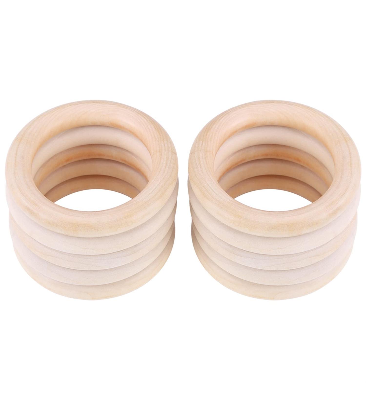 Akozon Baby Teether Toys - 10pcs Natural Wooden Teething Rings & Bracelets | Safe Baby Teething Accessories | Ideal DIY Craft - Buy Online on SooperMarket.com