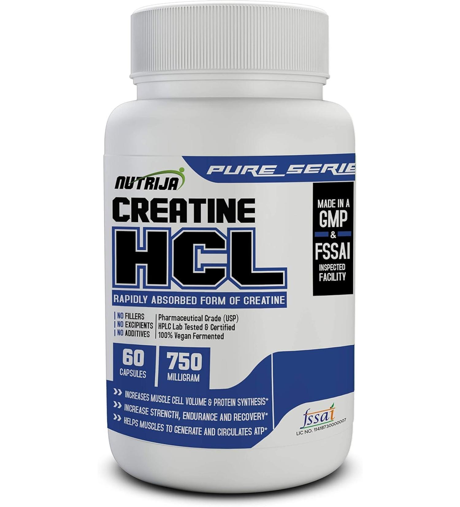 Creatine HCL 750MG - 60 Capsules - Buy Online on SooperMarket.com