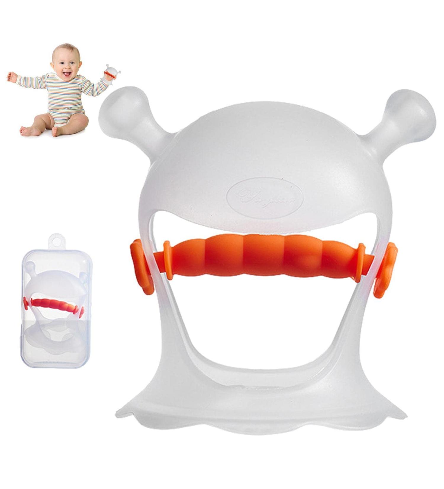 BAOK Hand Biting Rings for Babies | Anti-Drop Silicone Bite Ring Toys | Durable Dental Play Stuff | Safe Baby Gifts - Orange - Buy Online on SooperMarket.com