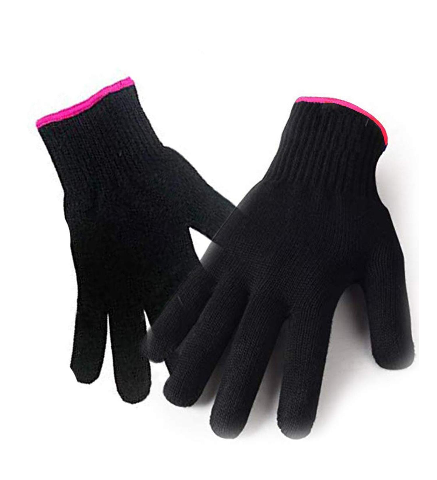 AFT90 Heat Resistant Glove for Hair Styling - Curling Iron, Flat Iron, Curling Wand - Black/Pink Edge - Buy Online on SooperMarket.com