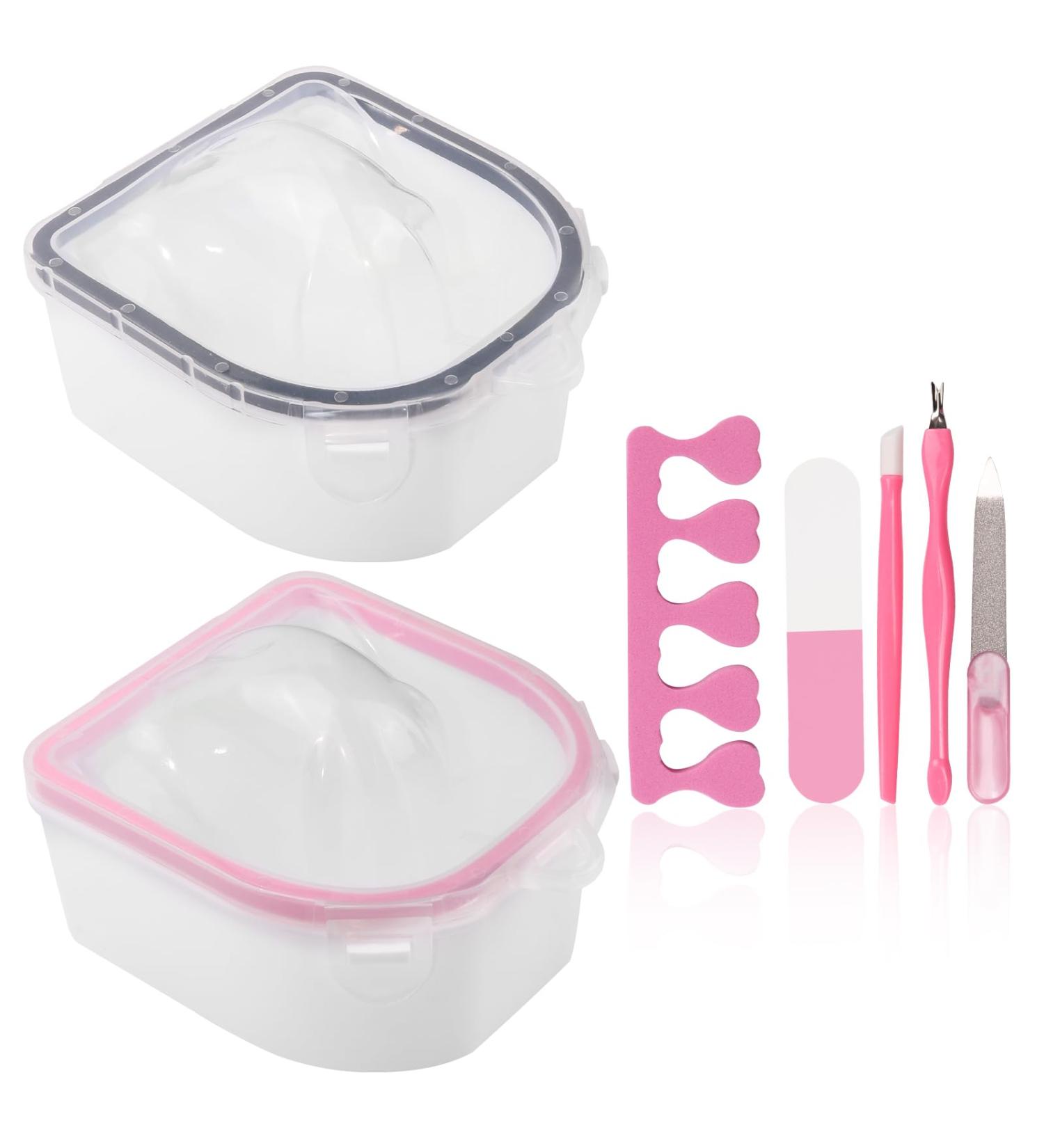 Yokilly Nail Soak Off Bowl 2PCS Acetone Acrylic Remover Kit - Nail Polish Remover Bowl with 5 PCS Nail Art Tools - Buy Online on SooperMarket.com
